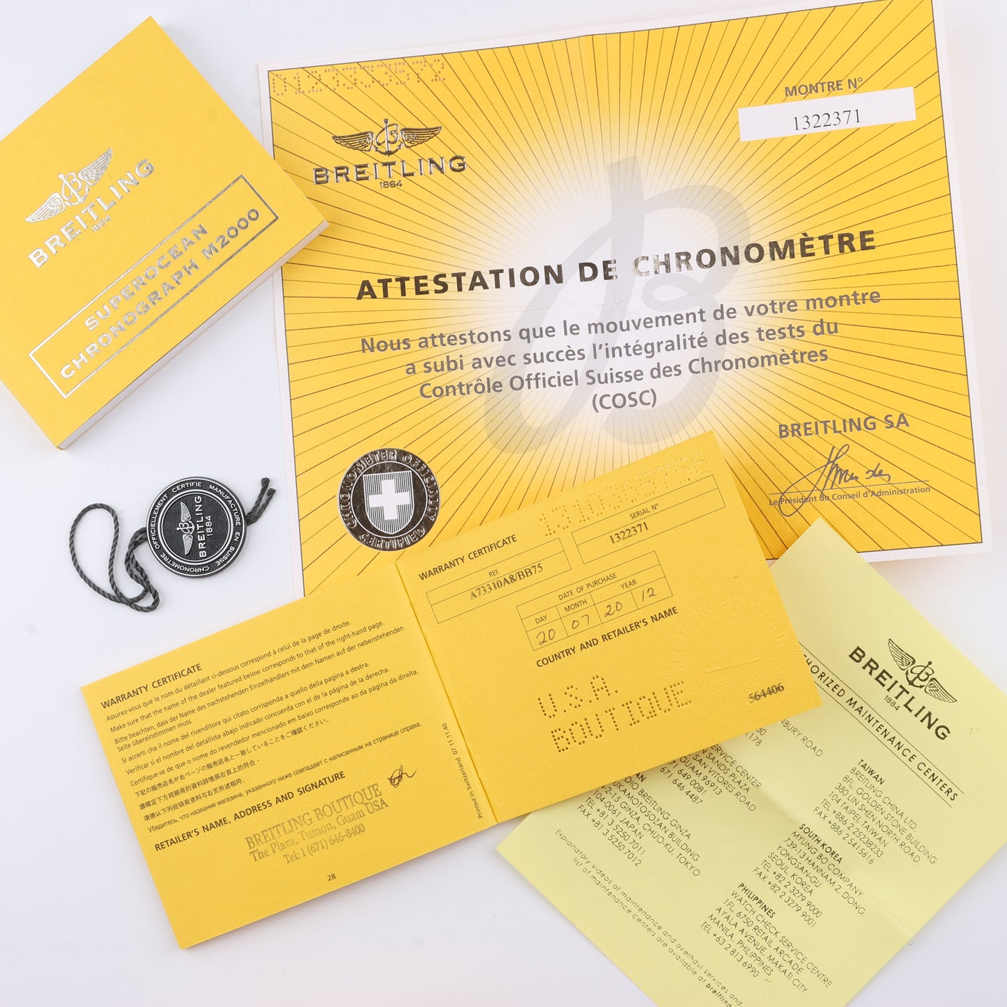 Breitling Superocean A73310 1322371 SS & Rubber QZ Black Dial Watch