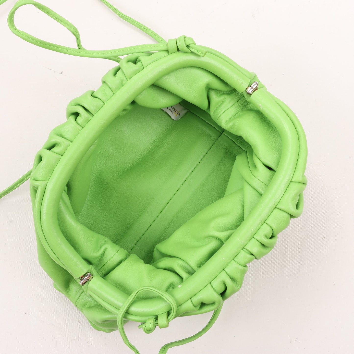 Bottega Veneta Mini The Pouch Leather Crossbody bag in Acid Green