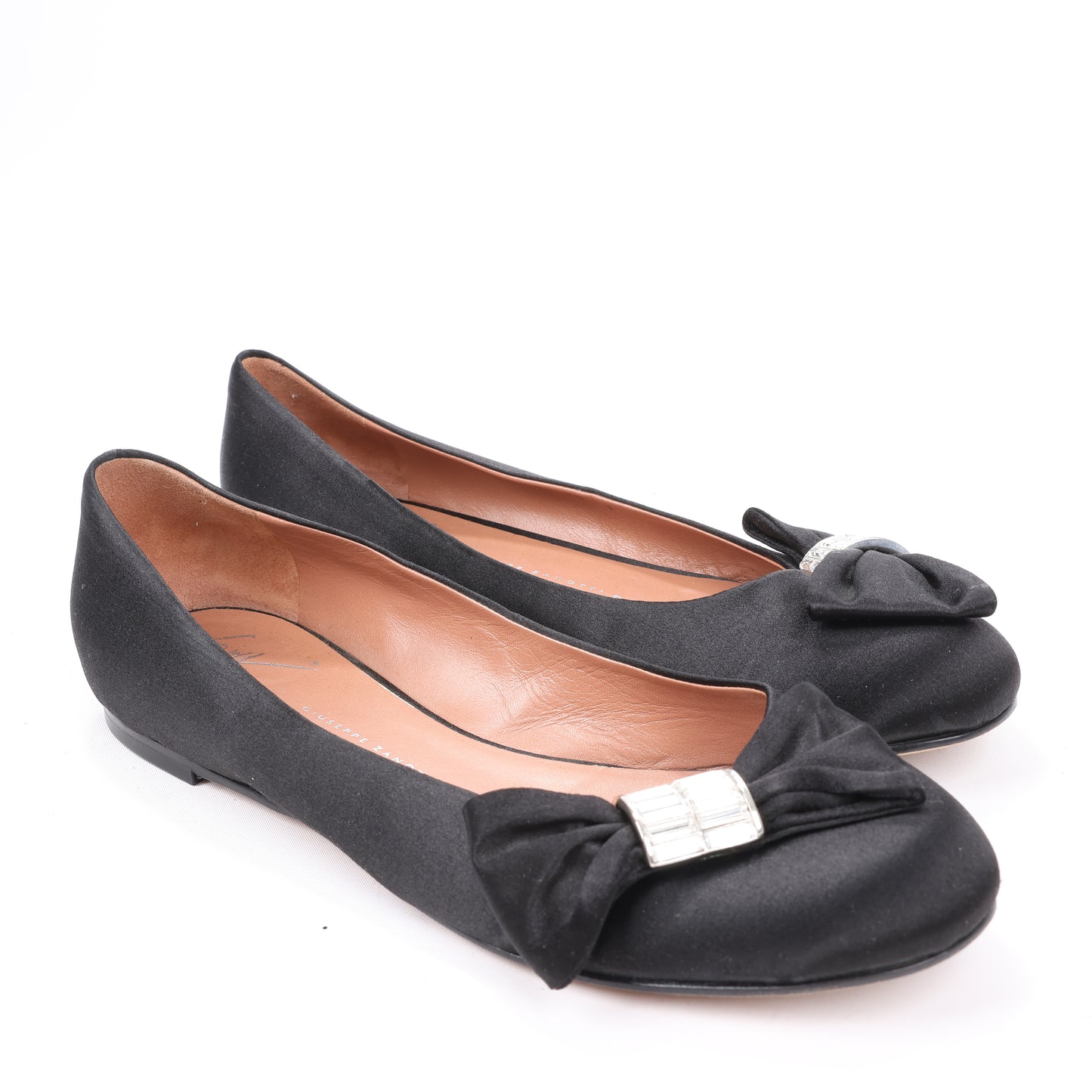 Giuseppe Zanotti Black Ballet Flats with Bow in Size 37 EU