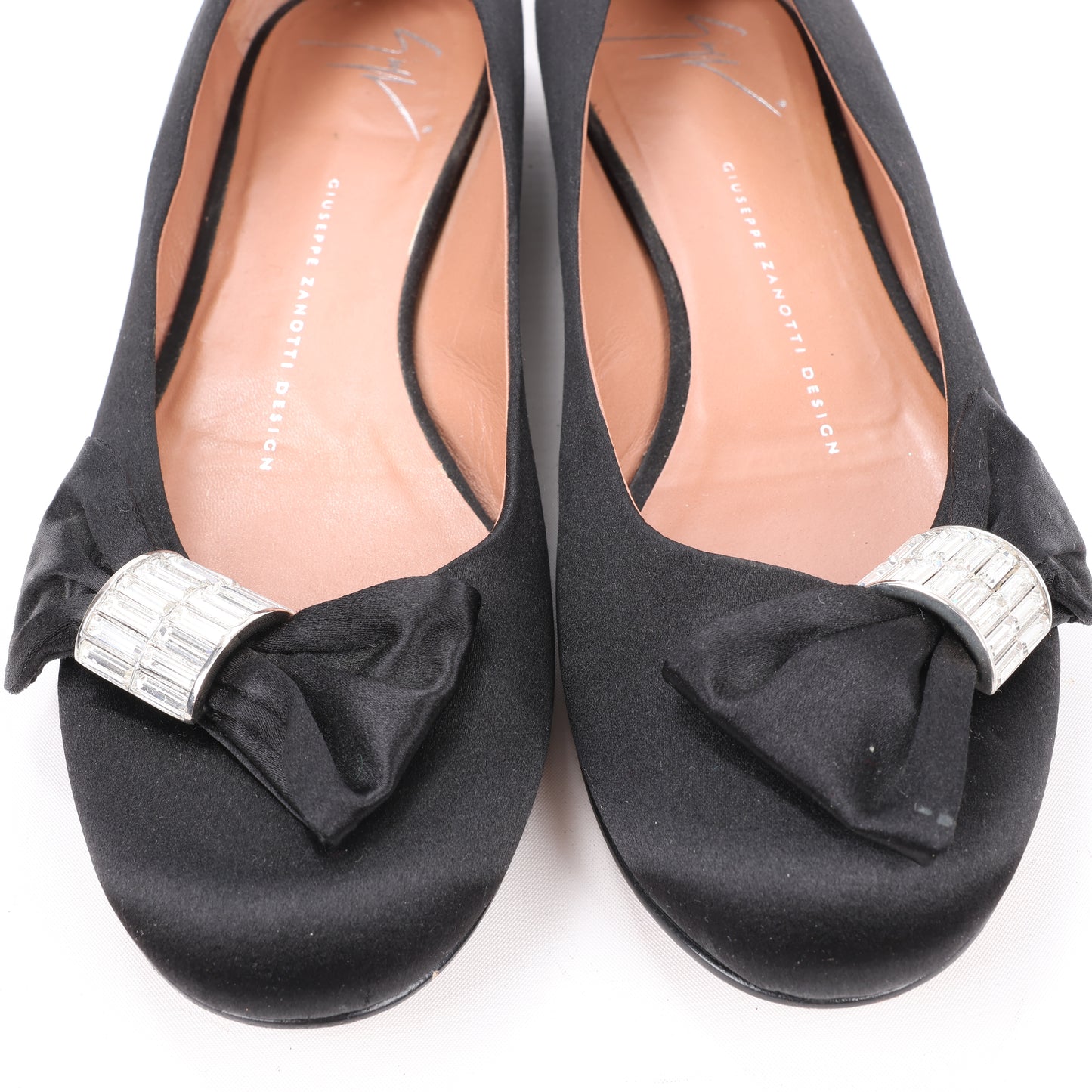 Giuseppe Zanotti Black Ballet Flats with Bow in Size 37 EU