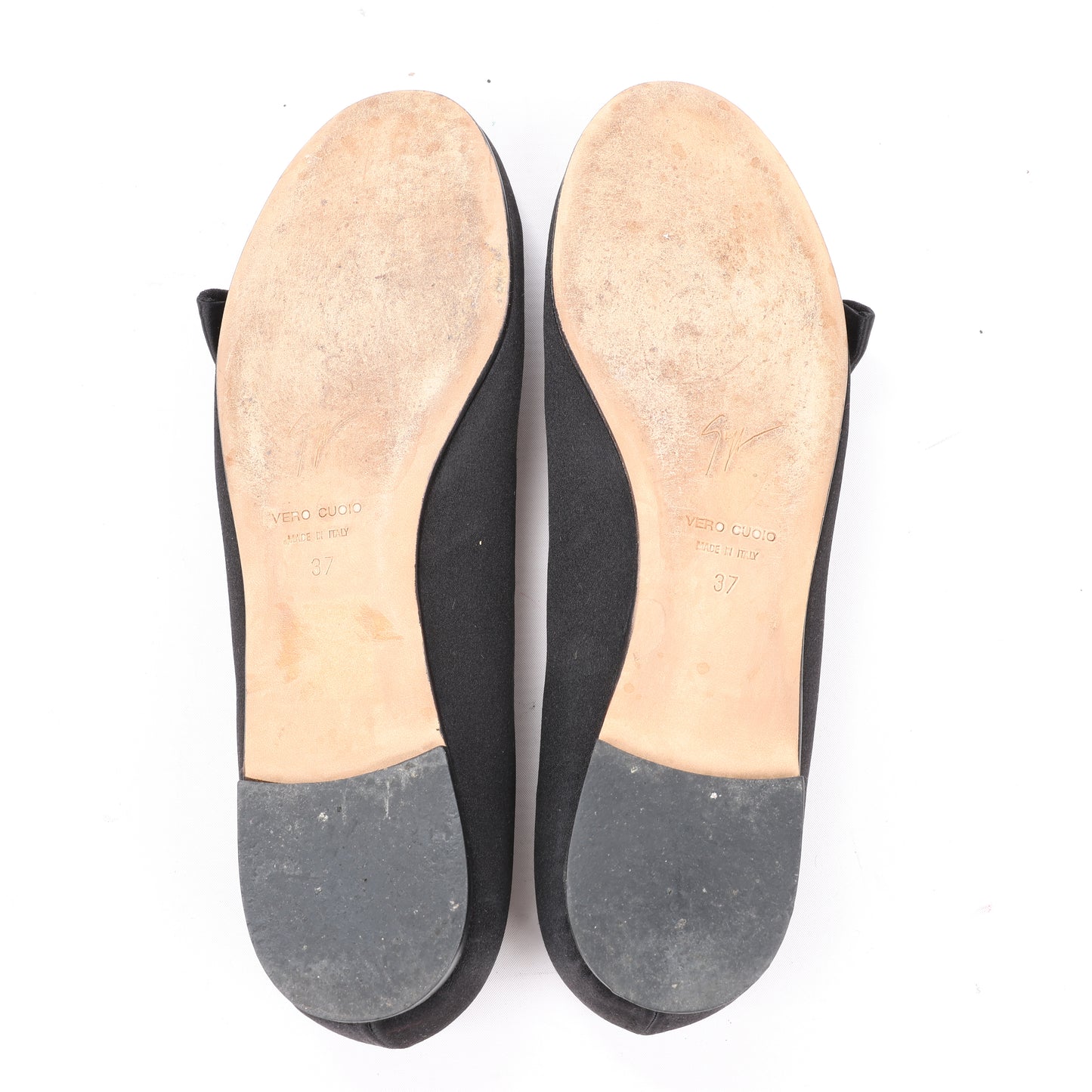 Giuseppe Zanotti Black Ballet Flats with Bow in Size 37 EU
