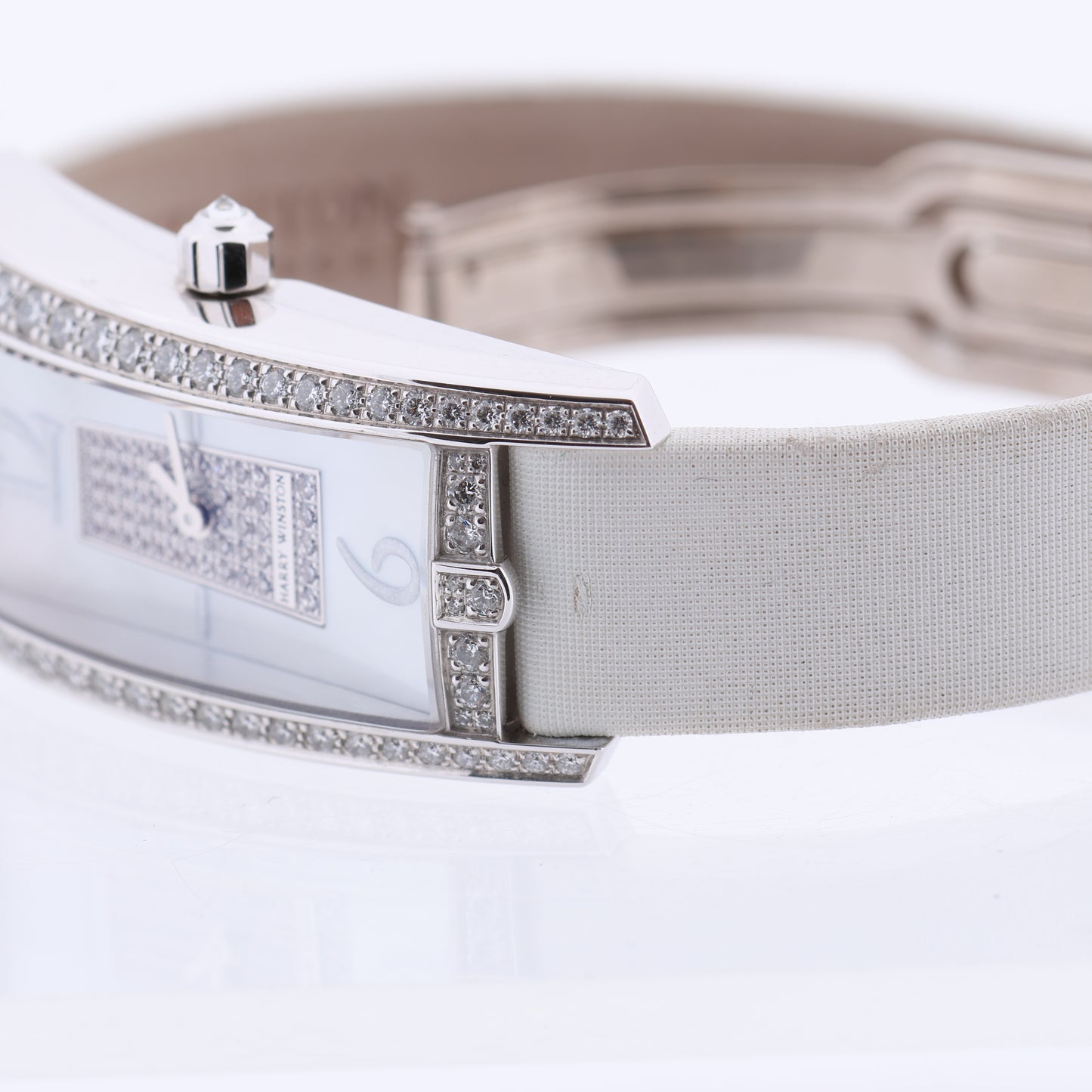 Harry Winston Avenue Traffic AVTQHM21WW002 Crocodile leather x WG QZ MOP Dial Watch