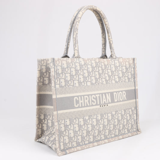 Sac fourre-tout Dior Oblique Book Tote en toile grise avec foulard