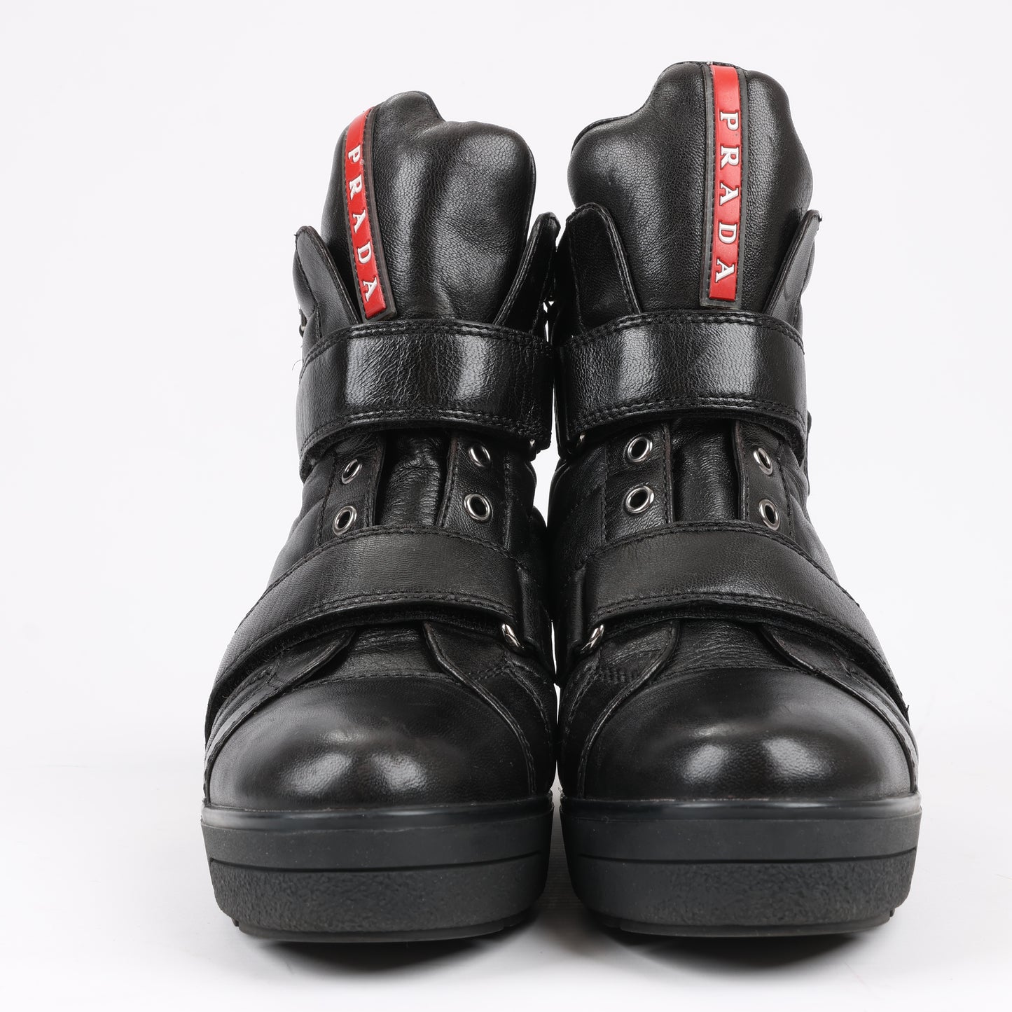 Baskets montantes PRADA Sport en cuir noir 3TZ047, pointure 36,5 EU