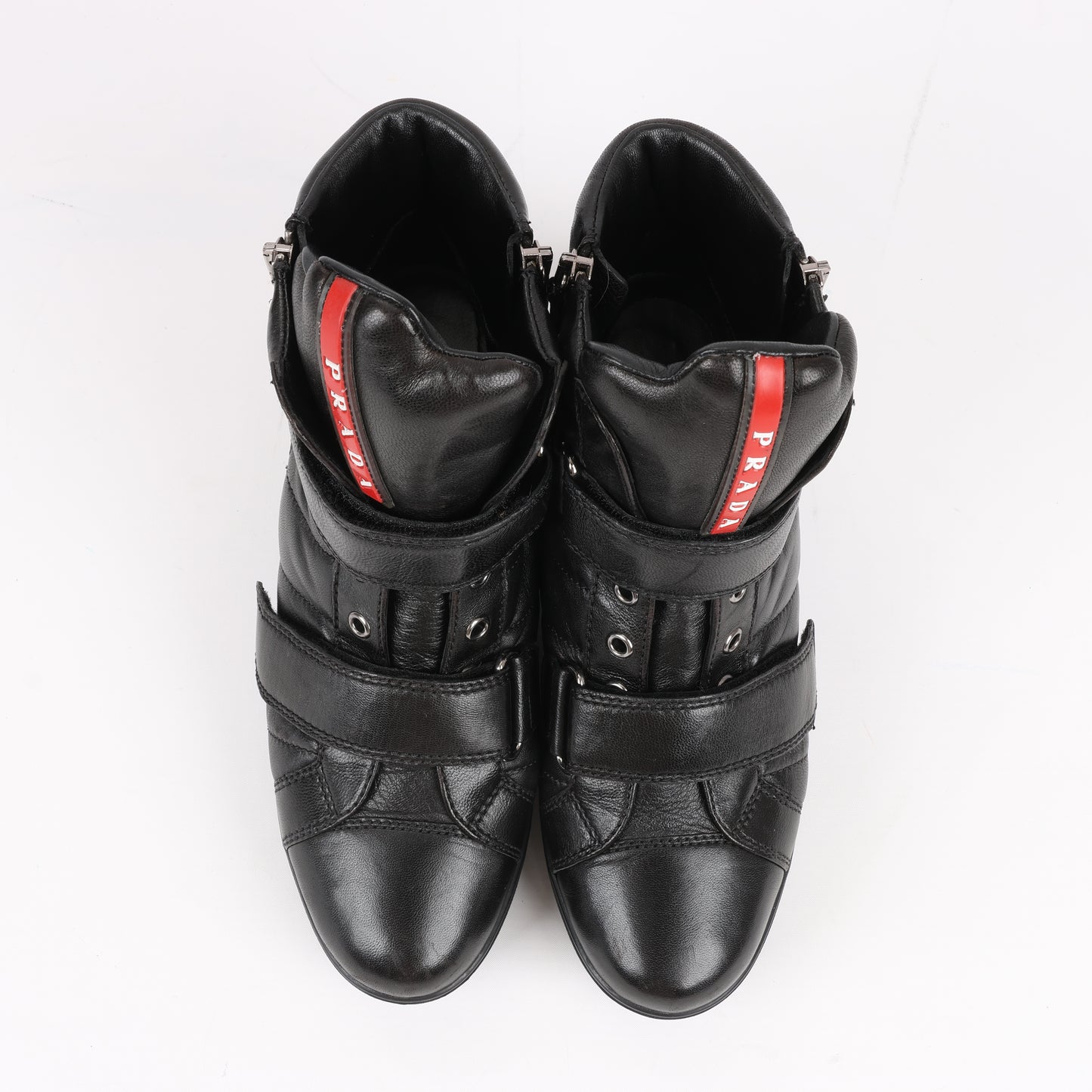 Baskets montantes PRADA Sport en cuir noir 3TZ047, pointure 36,5 EU