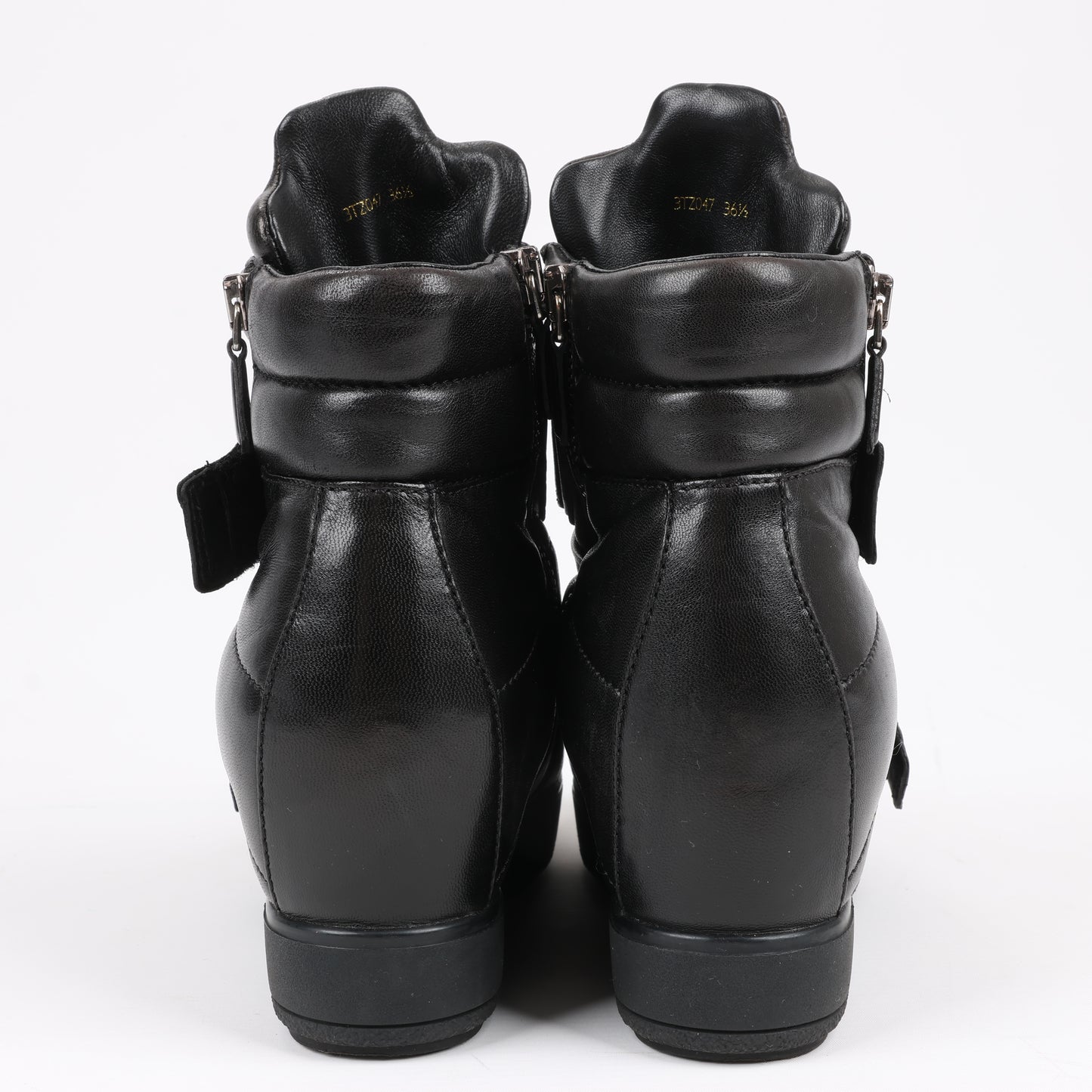 Baskets montantes PRADA Sport en cuir noir 3TZ047, pointure 36,5 EU