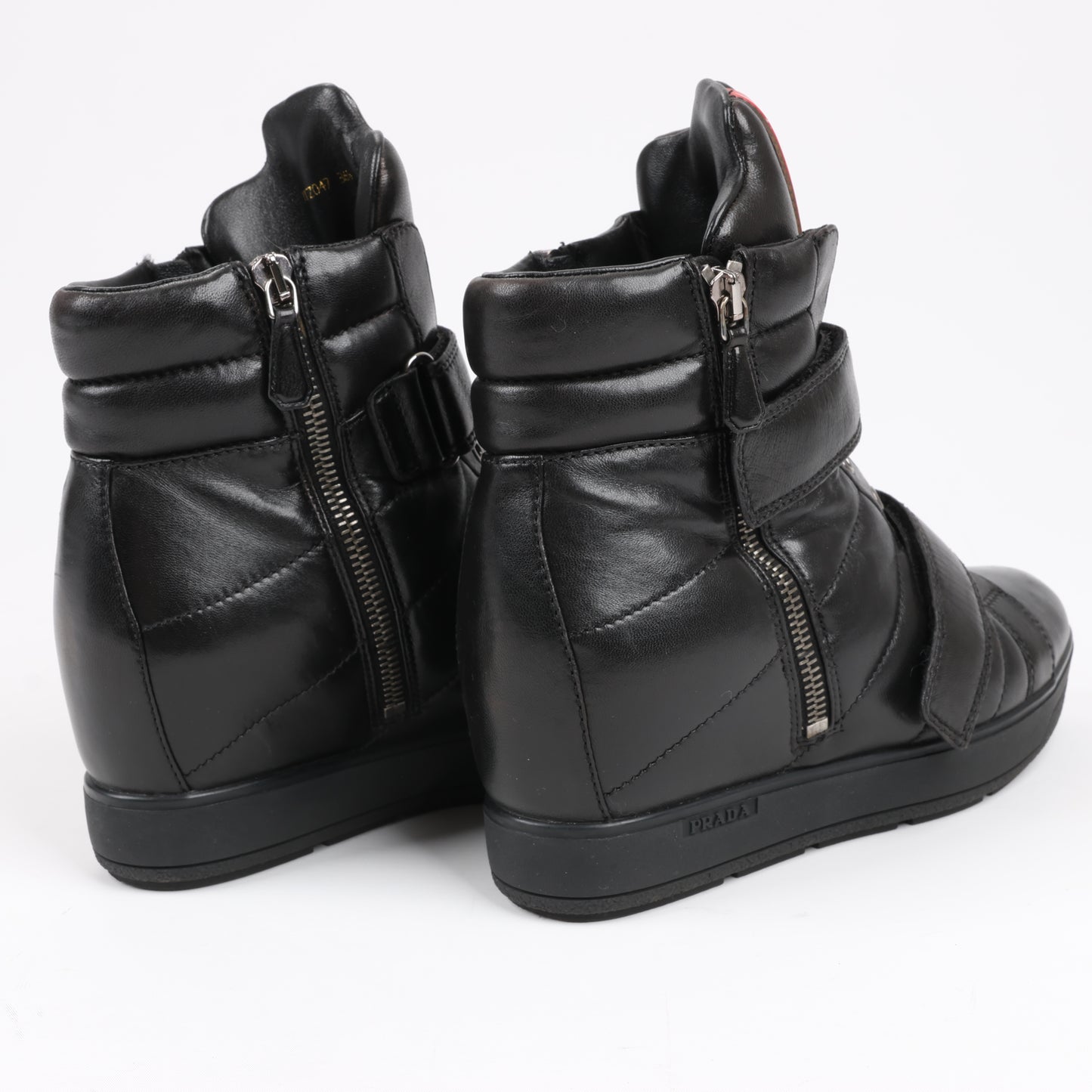 Baskets montantes PRADA Sport en cuir noir 3TZ047, pointure 36,5 EU