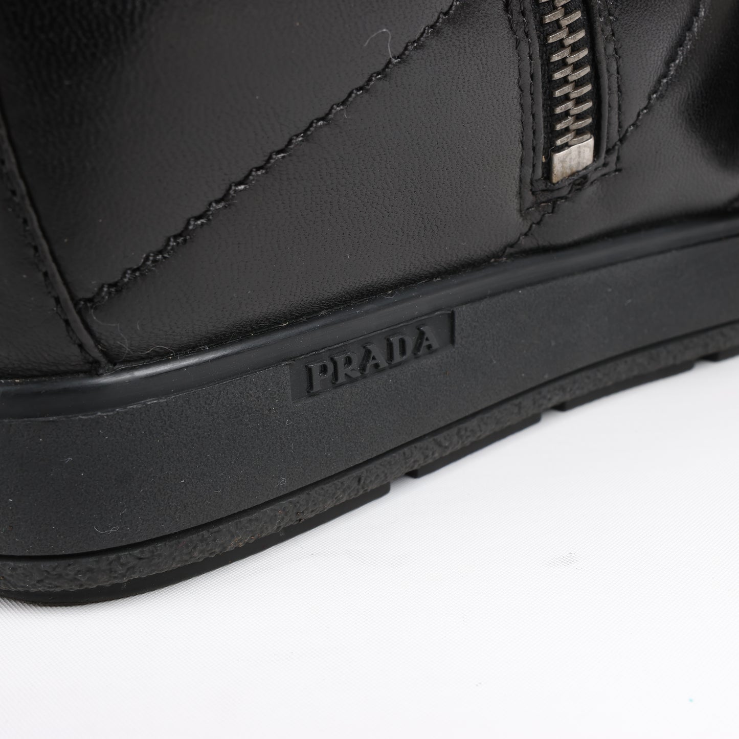 Baskets montantes PRADA Sport en cuir noir 3TZ047, pointure 36,5 EU