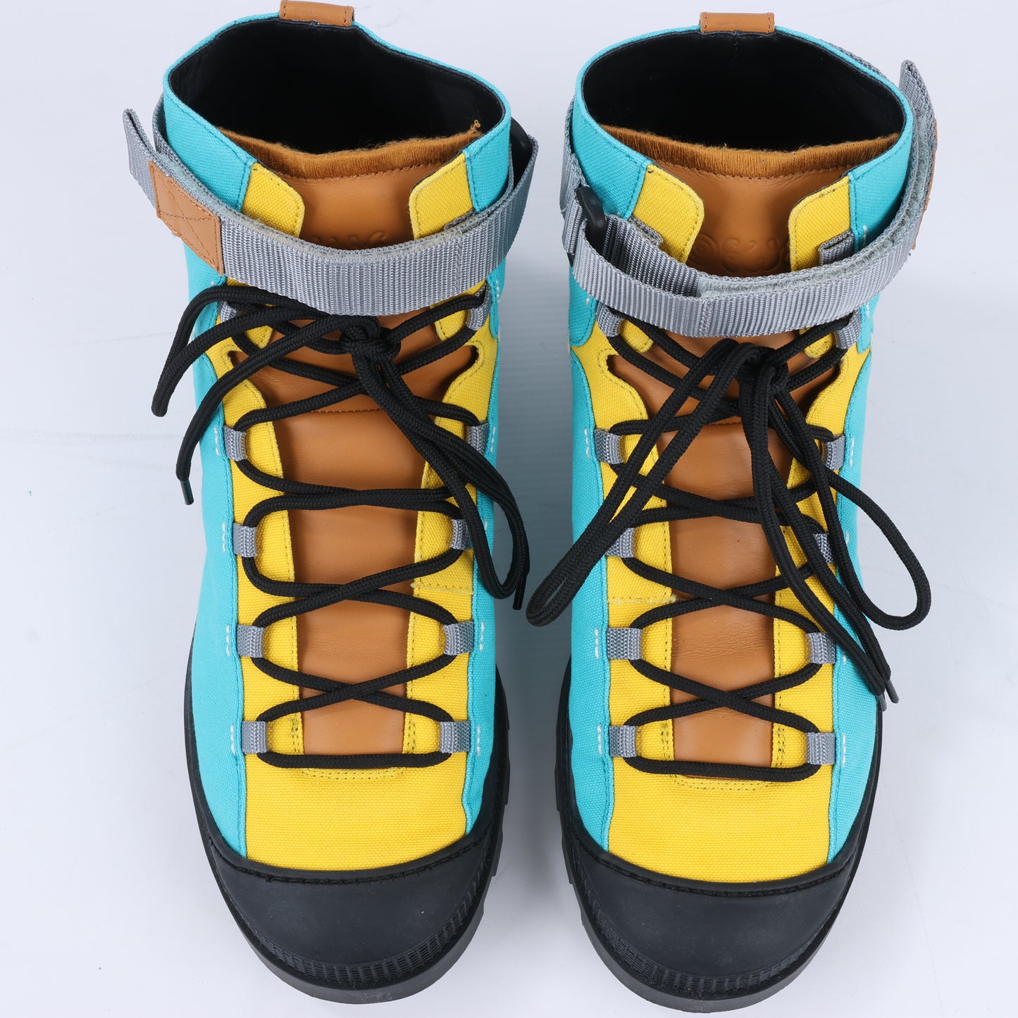 LOEWE Anagram 20SS Canvas & Leather Short Boots 44 EU in Multicolor