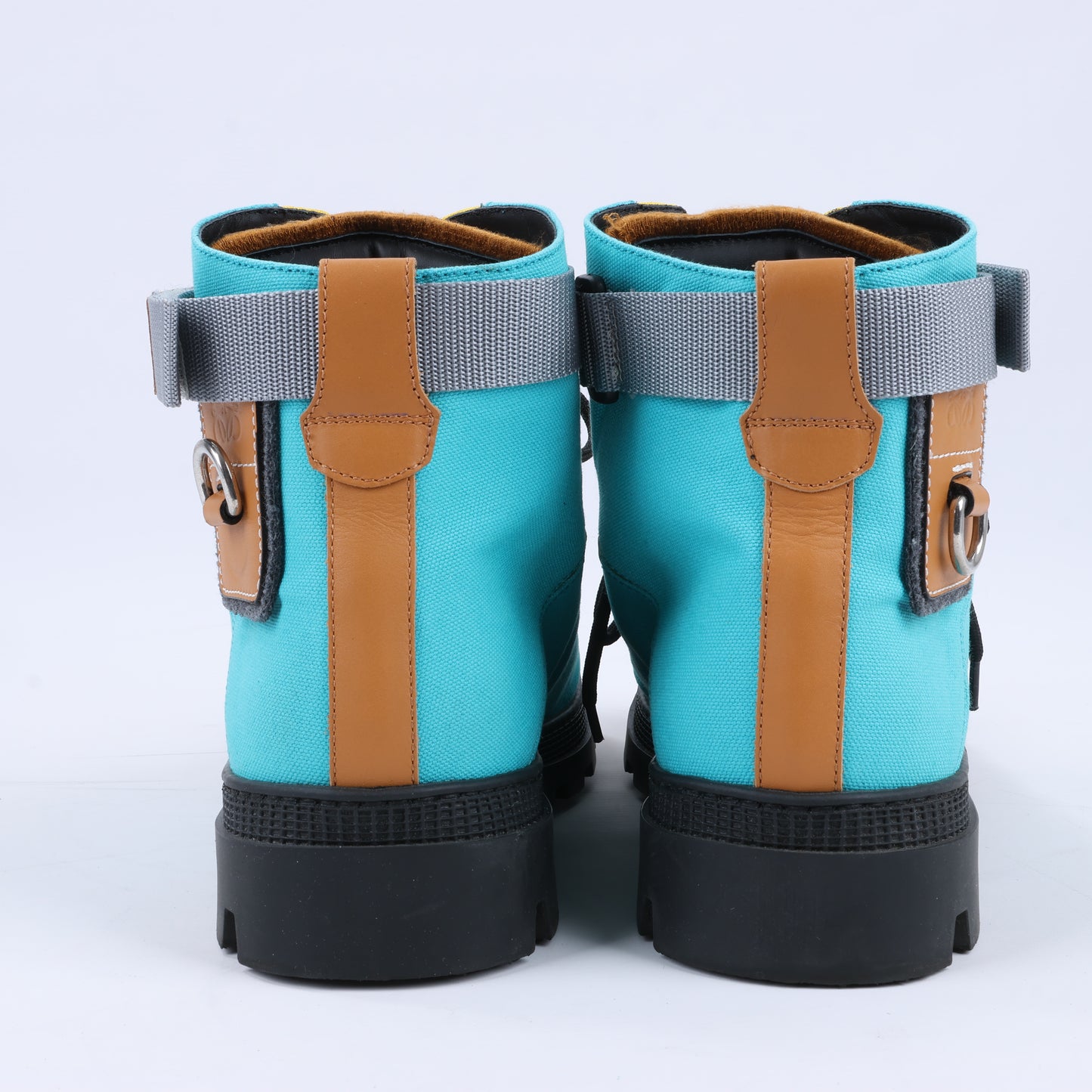 LOEWE Anagram 20SS Canvas & Leather Short Boots 44 EU in Multicolor