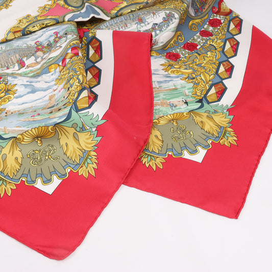 Hermès Carré 90 "L’ENTENTE CORDIALE" Silk handkerchief in Red