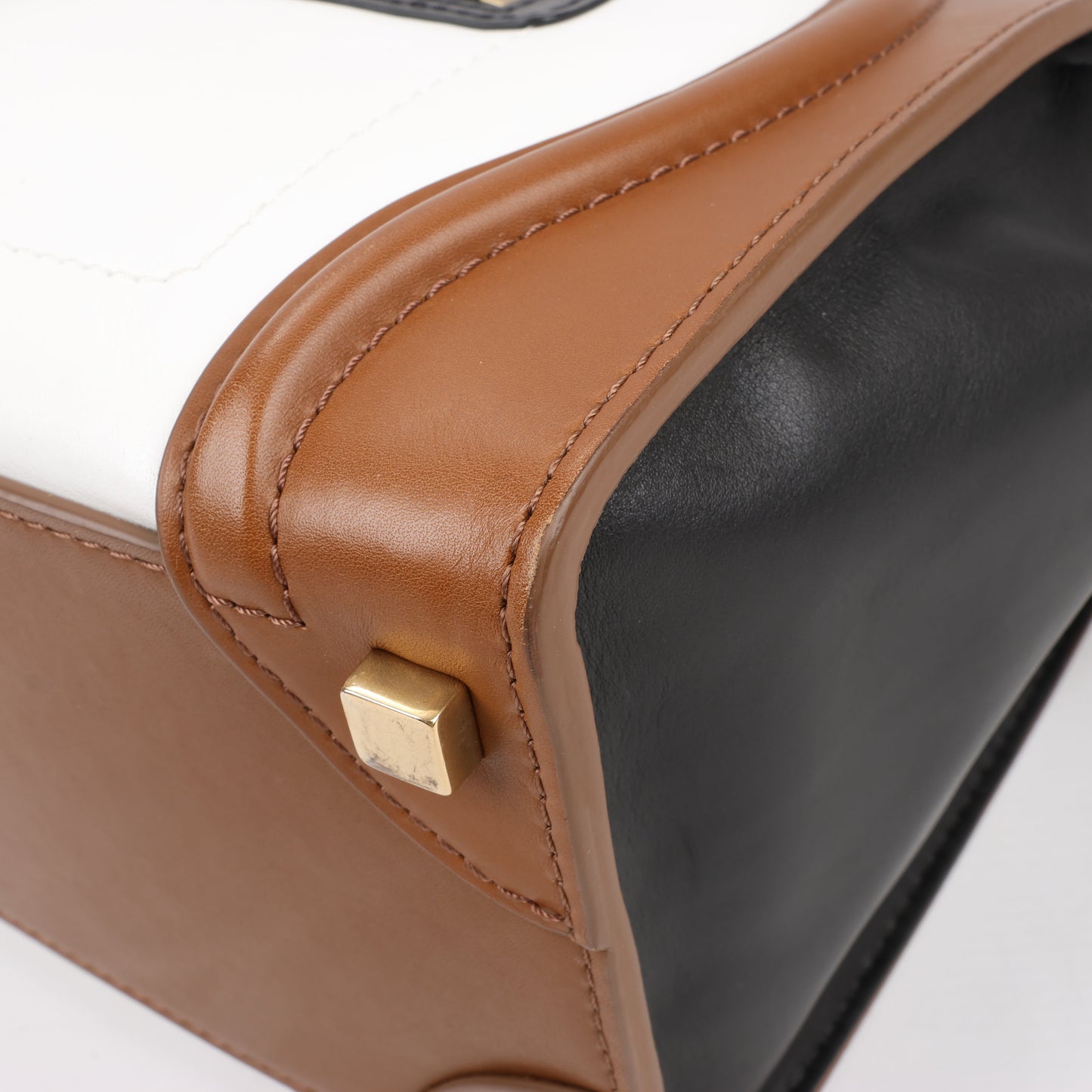 CELINE Luggage Micro Leather Handbag in Tri-color Brown