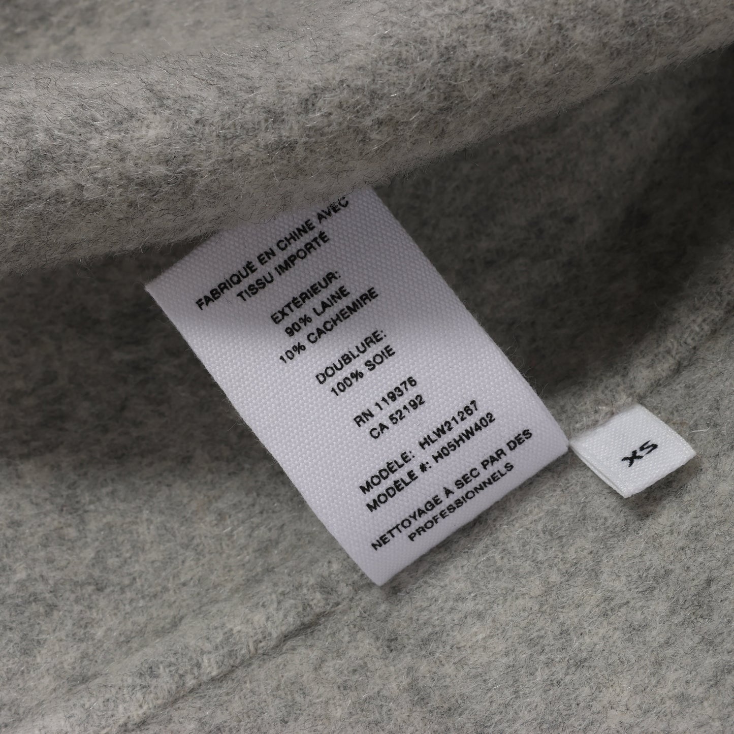 Manteau en laine double face Helmut Lang gris, taille XS