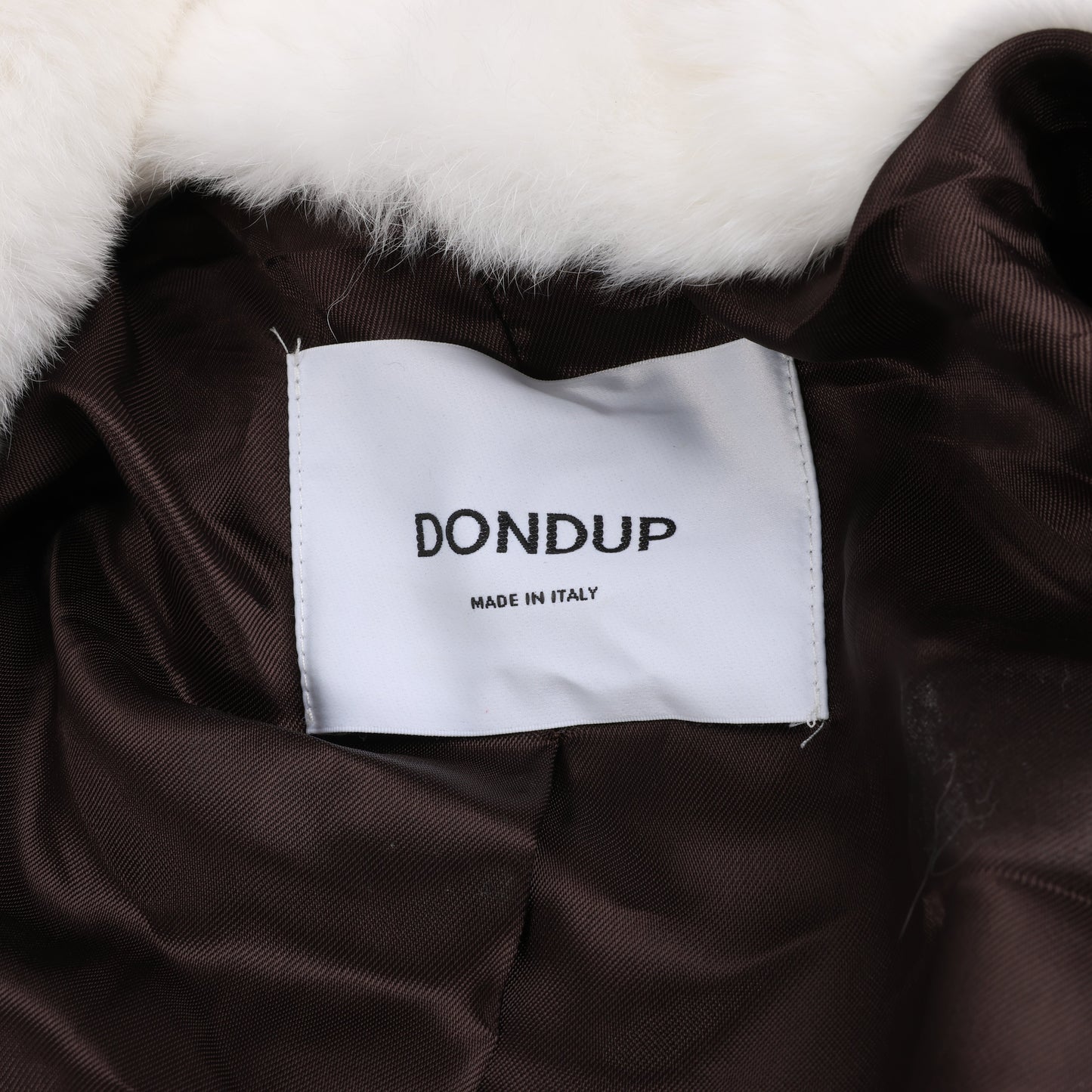 DONDUP Lapin Fur Coat in Brown, Size 42