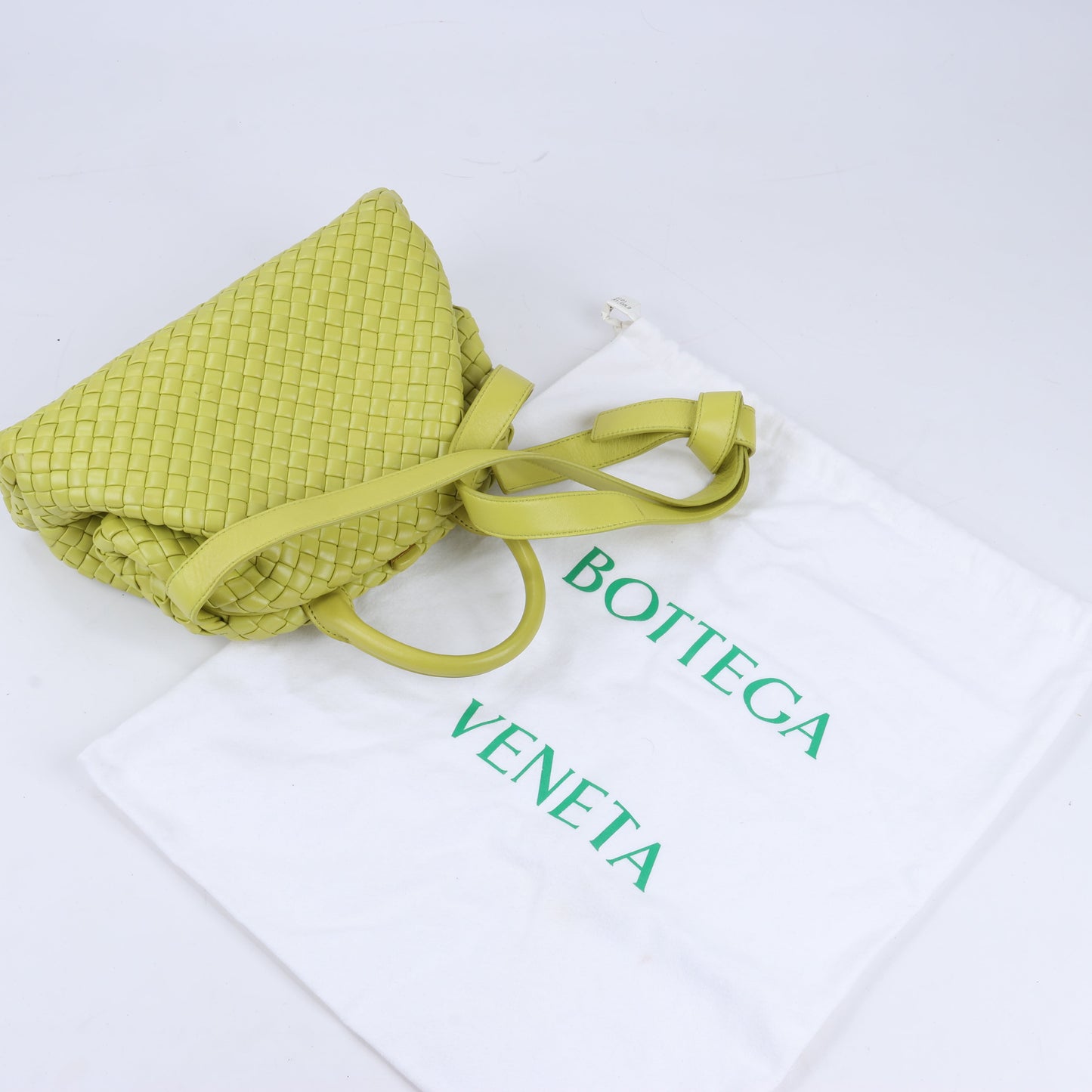 Bottega Veneta Intrecciato Small Leather 2Way Handbag in Yellowish Green