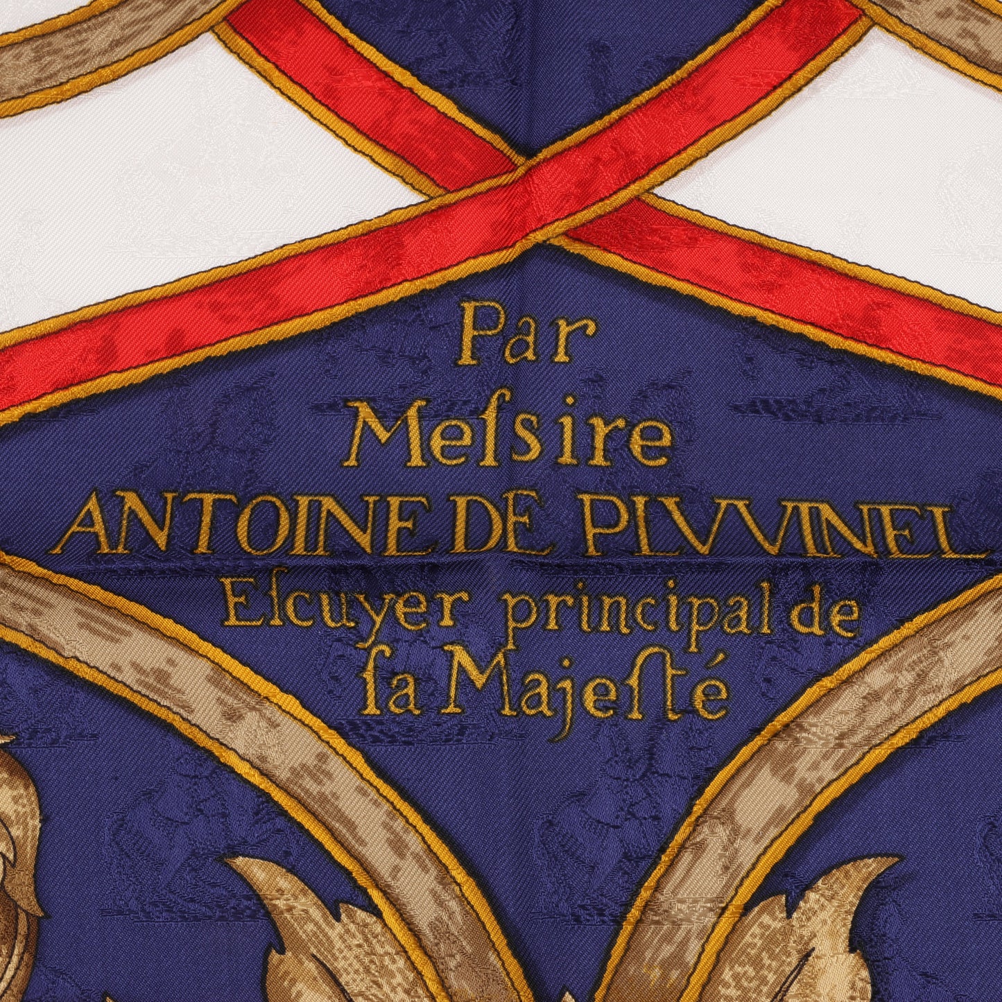 Hermès Carré 90 " L'INSTRVCTION DV ROY " Mouchoir en soie bleu marine