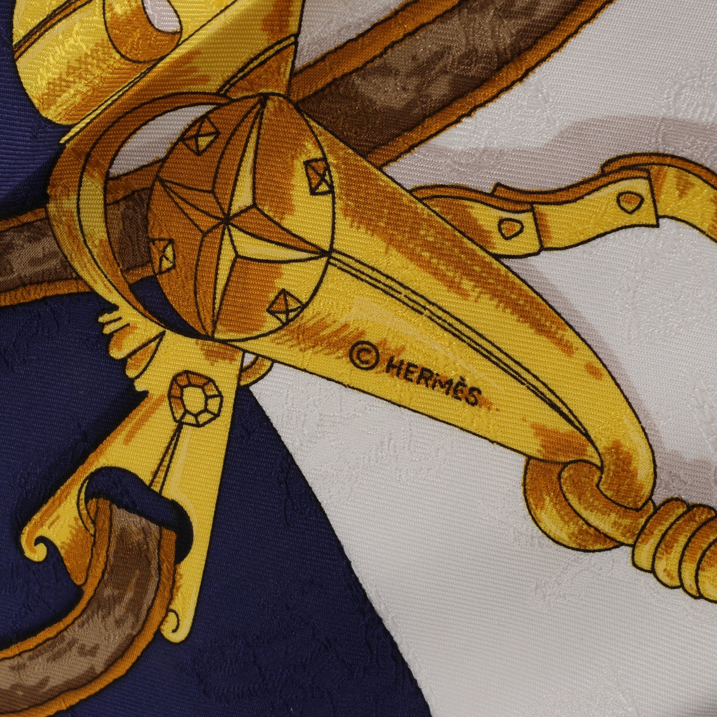 Hermès Carré 90 " L'INSTRVCTION DV ROY " Mouchoir en soie bleu marine