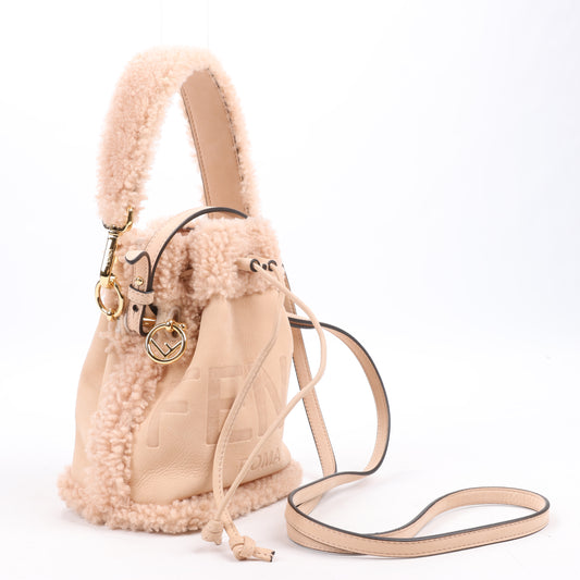 Fendi Mon Tresor Mini Mouton 2Way Umhängetasche in Puderbeige 8BS010