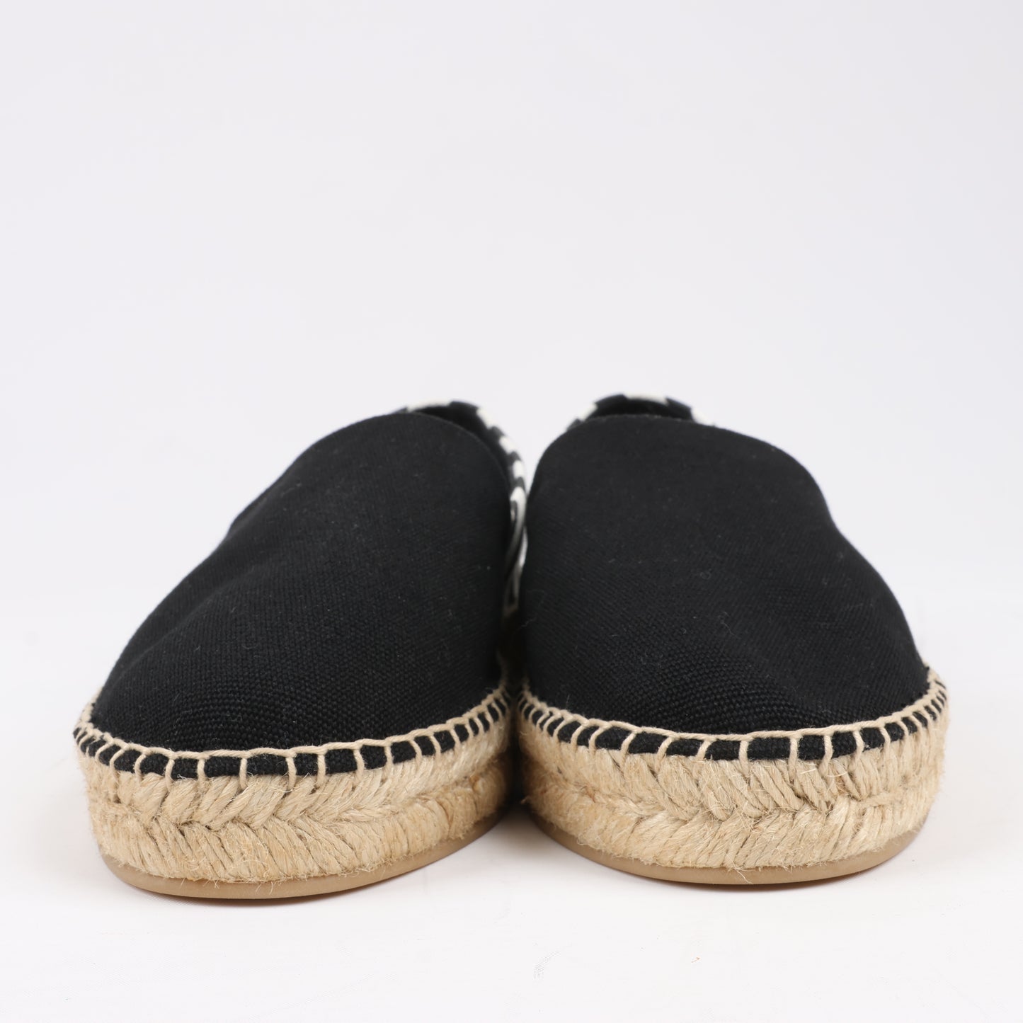 OFF-WHITE Stripes Flat Espadrilles in Schwarz-Weiß-Diagonalen, Größe 37 EU