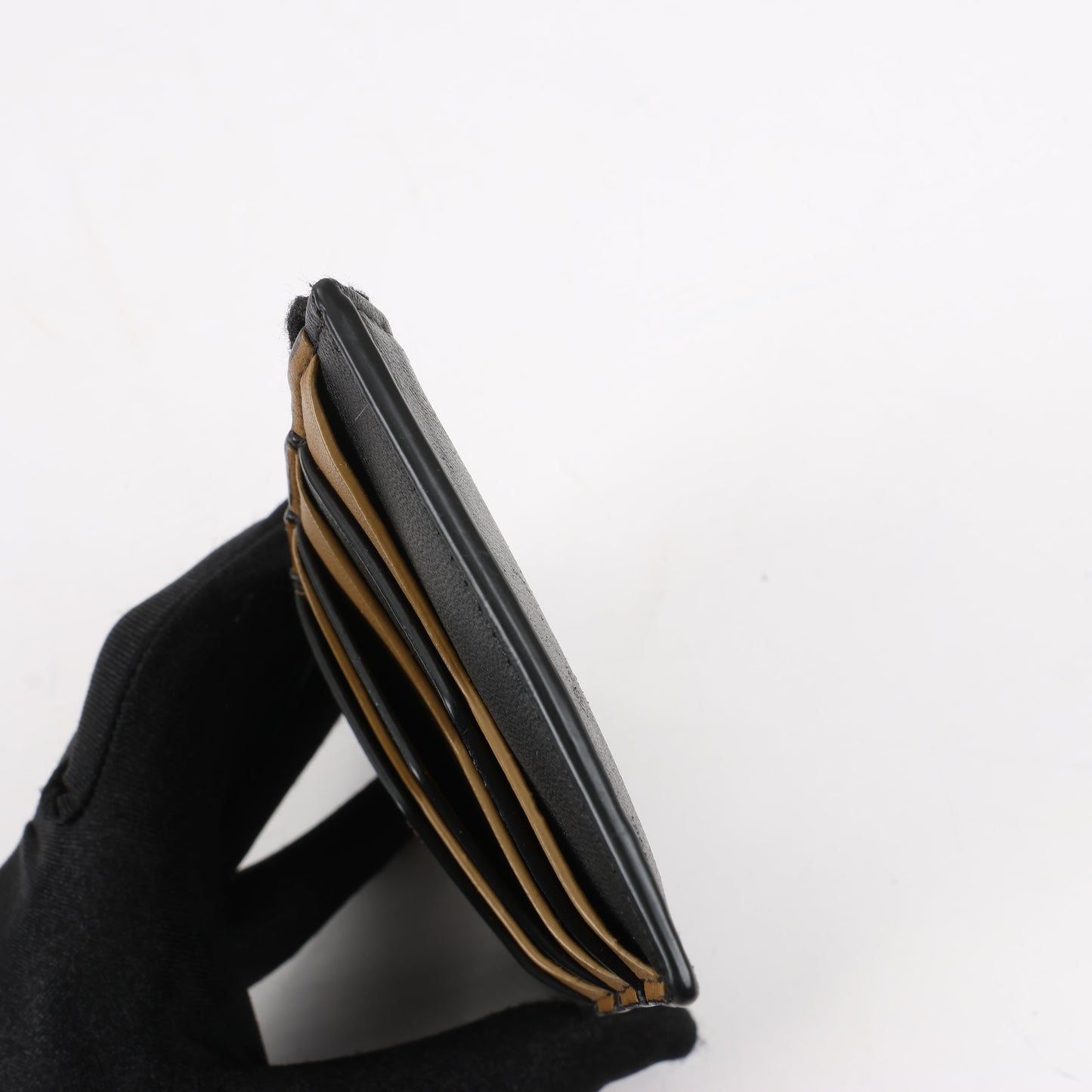 Étui à fragments en cuir Bottega Veneta noir × marron