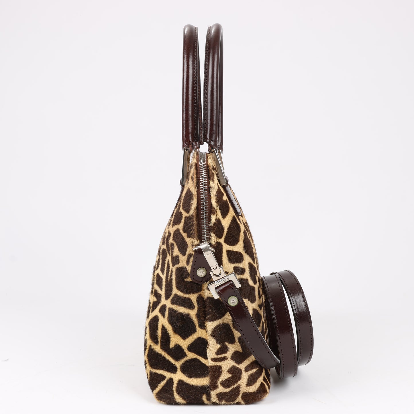 FENDI Giraffe Pony-Style Leather 2Way Handbag in Brown