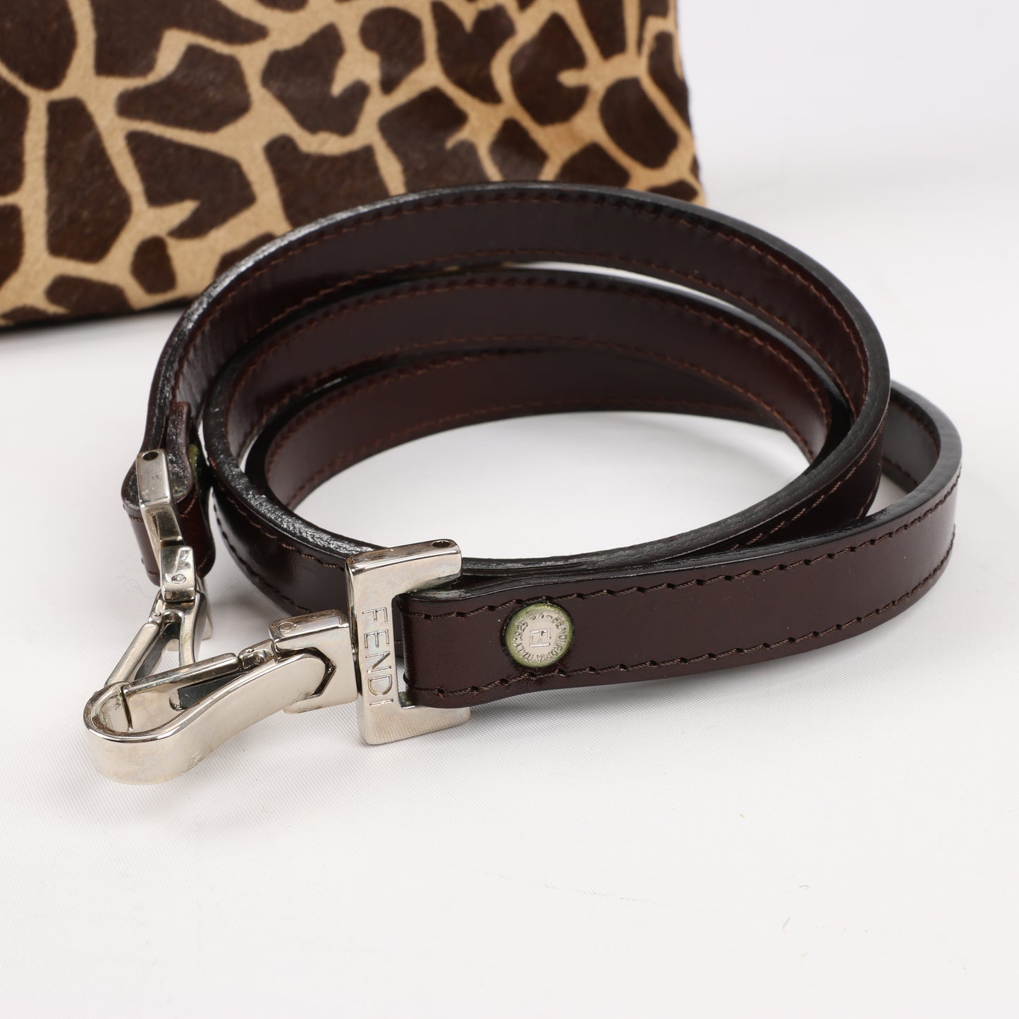 FENDI Giraffe Pony-Style Leather 2Way Handbag in Brown
