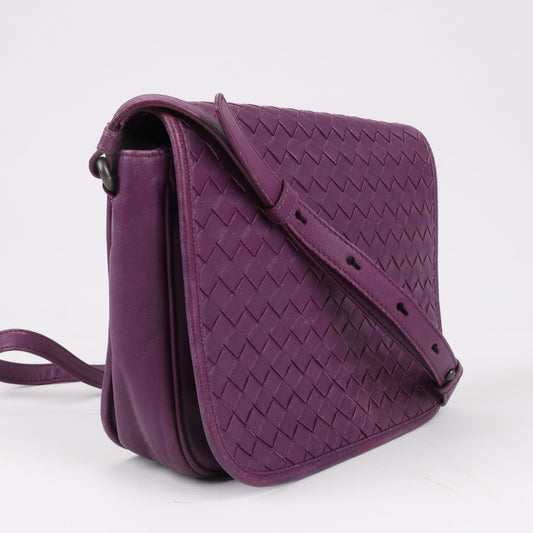 BOTTEGA VENETA Intrecciato Leather Shoulder Bag in Purple