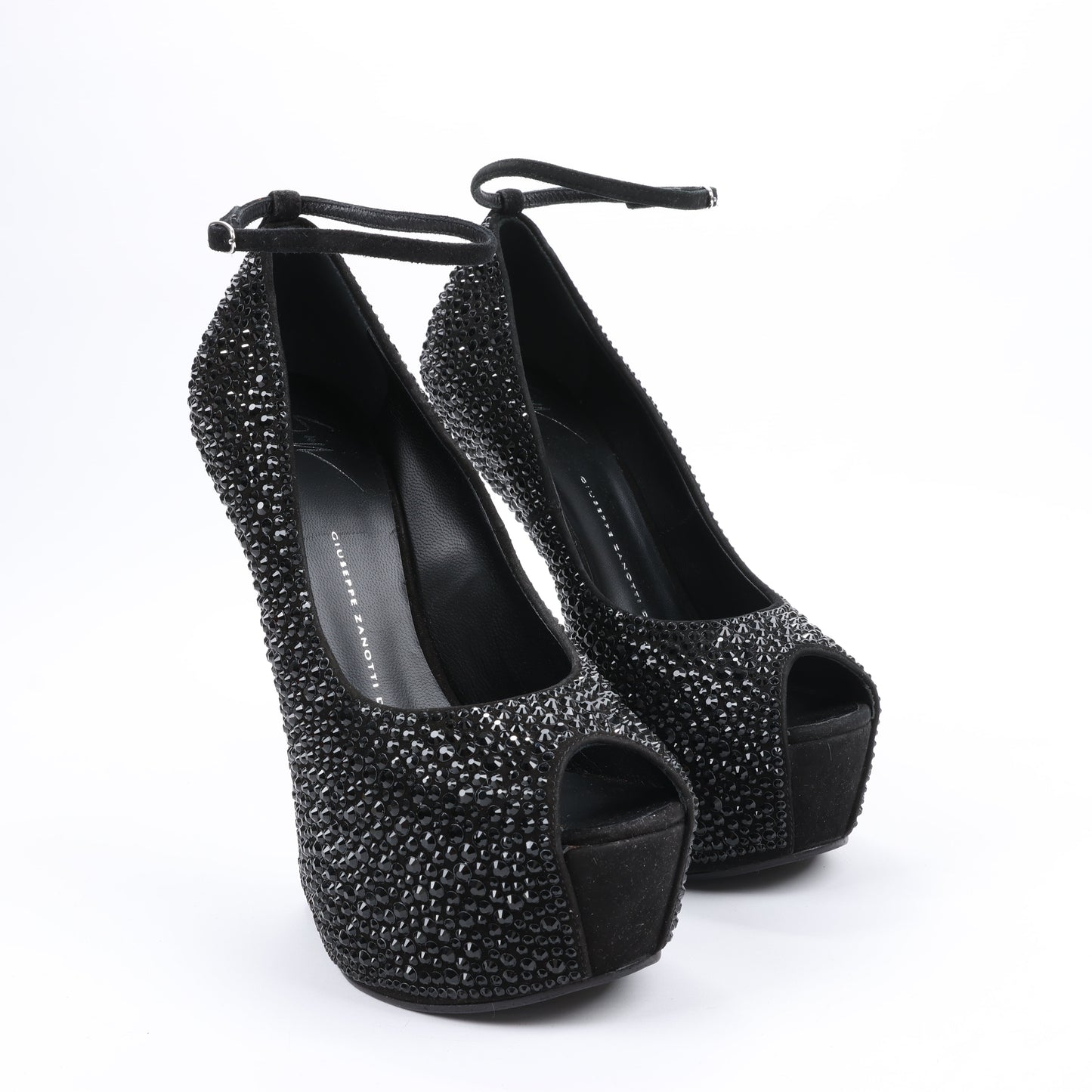 Giuseppe Zanotti Swarovski Crystal No-Heel Platform Wedges - Size 38 EU