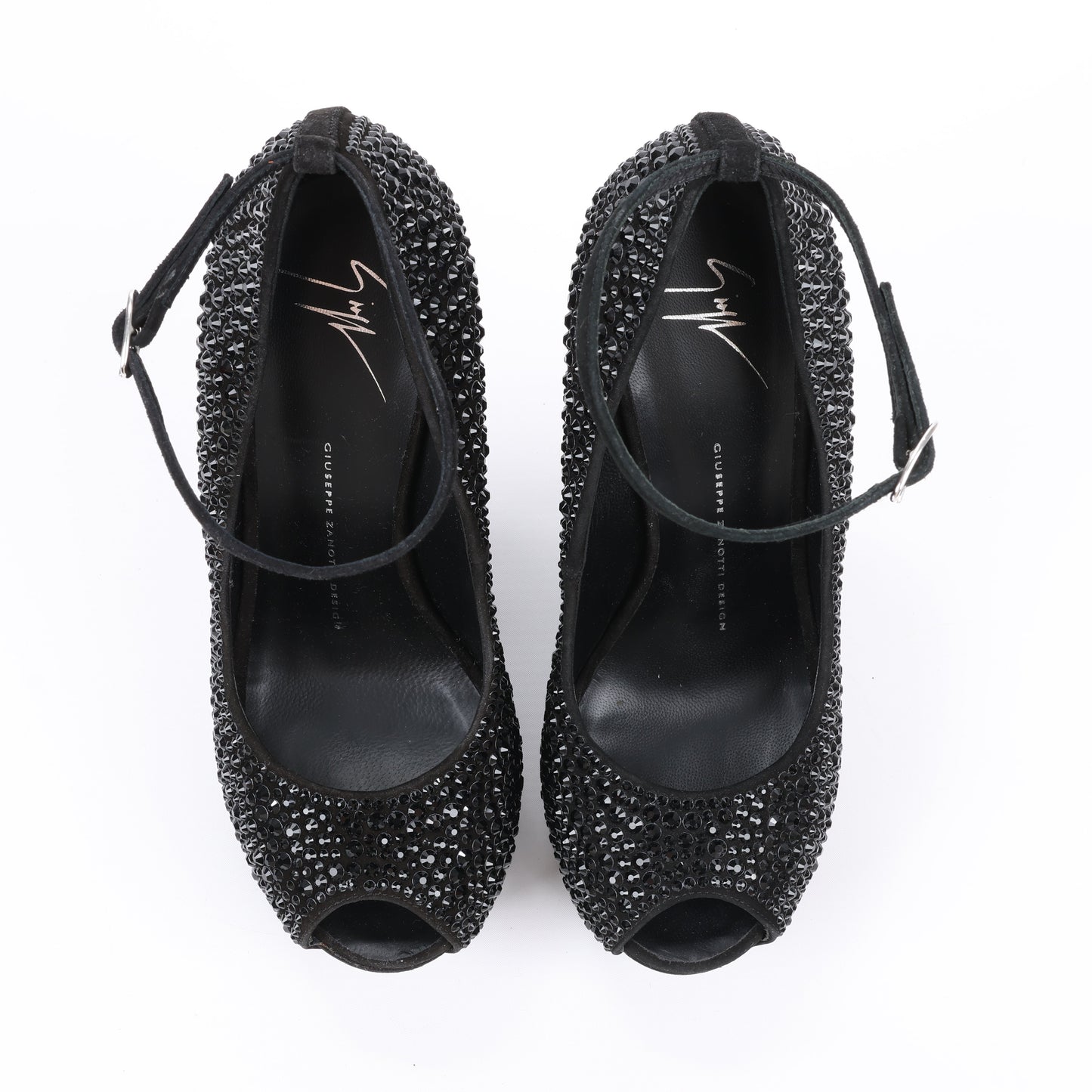 Giuseppe Zanotti Swarovski Crystal No-Heel Platform Wedges - Size 38 EU