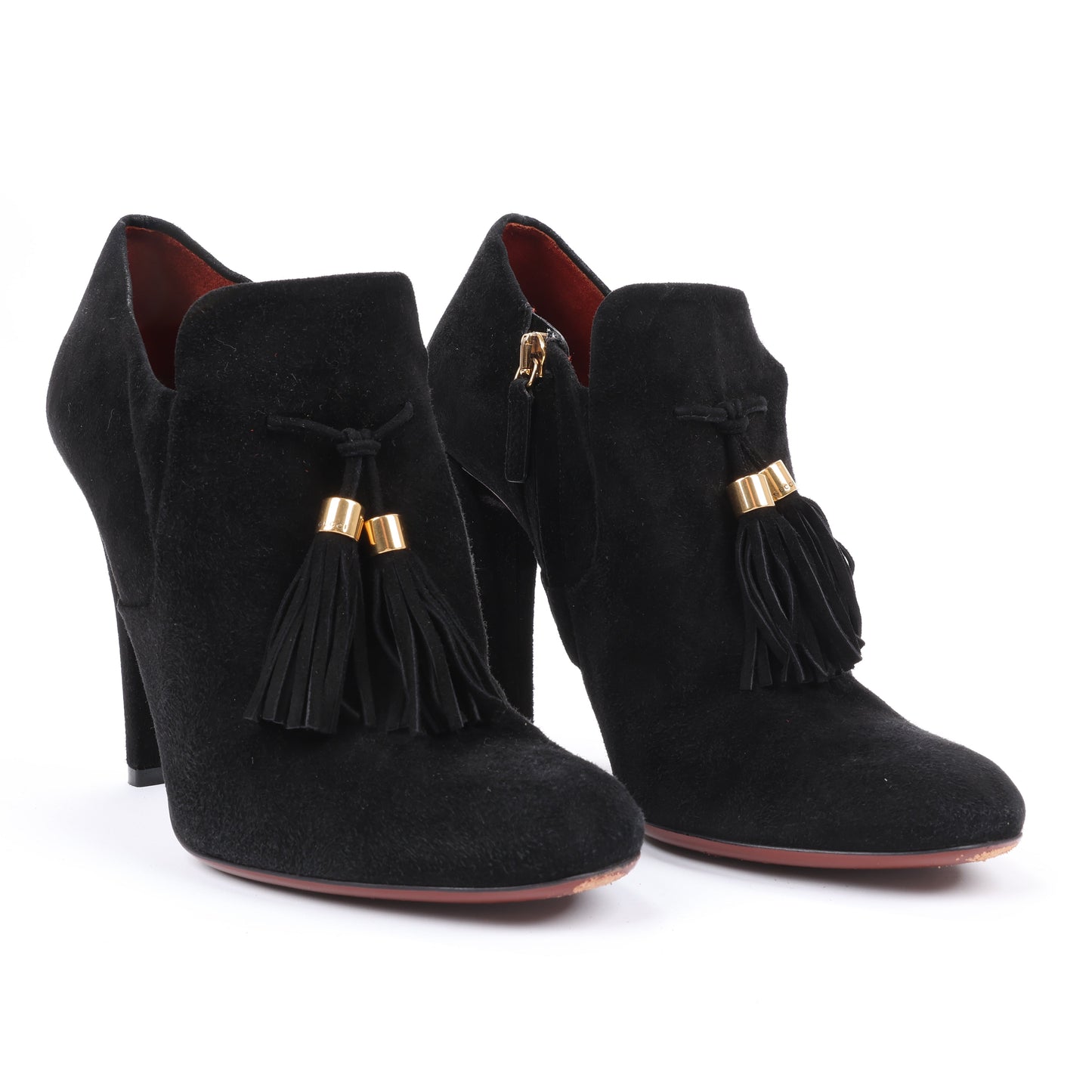 Gucci Black Suede Tasseled Ankle Boots - Size 37.5 EU 298169