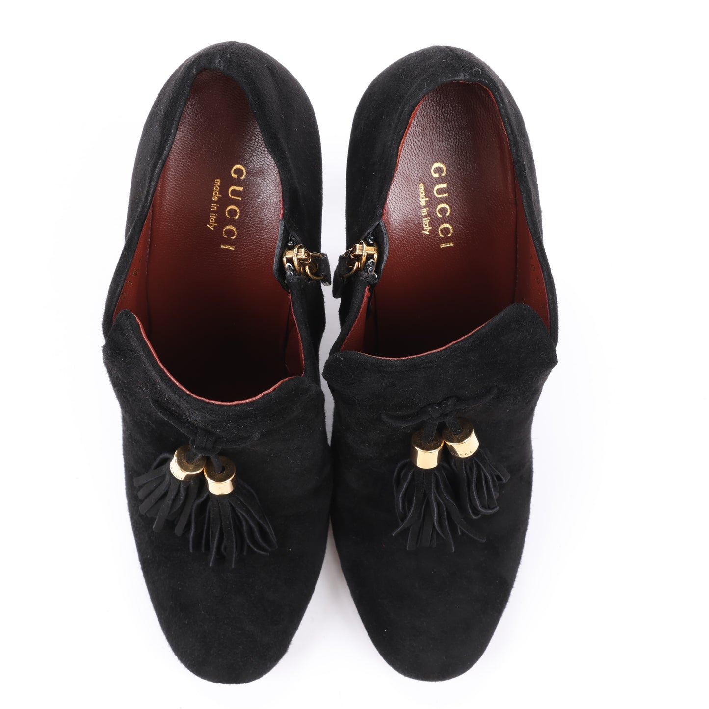 Gucci Black Suede Tasseled Ankle Boots - Size 37.5 EU 298169