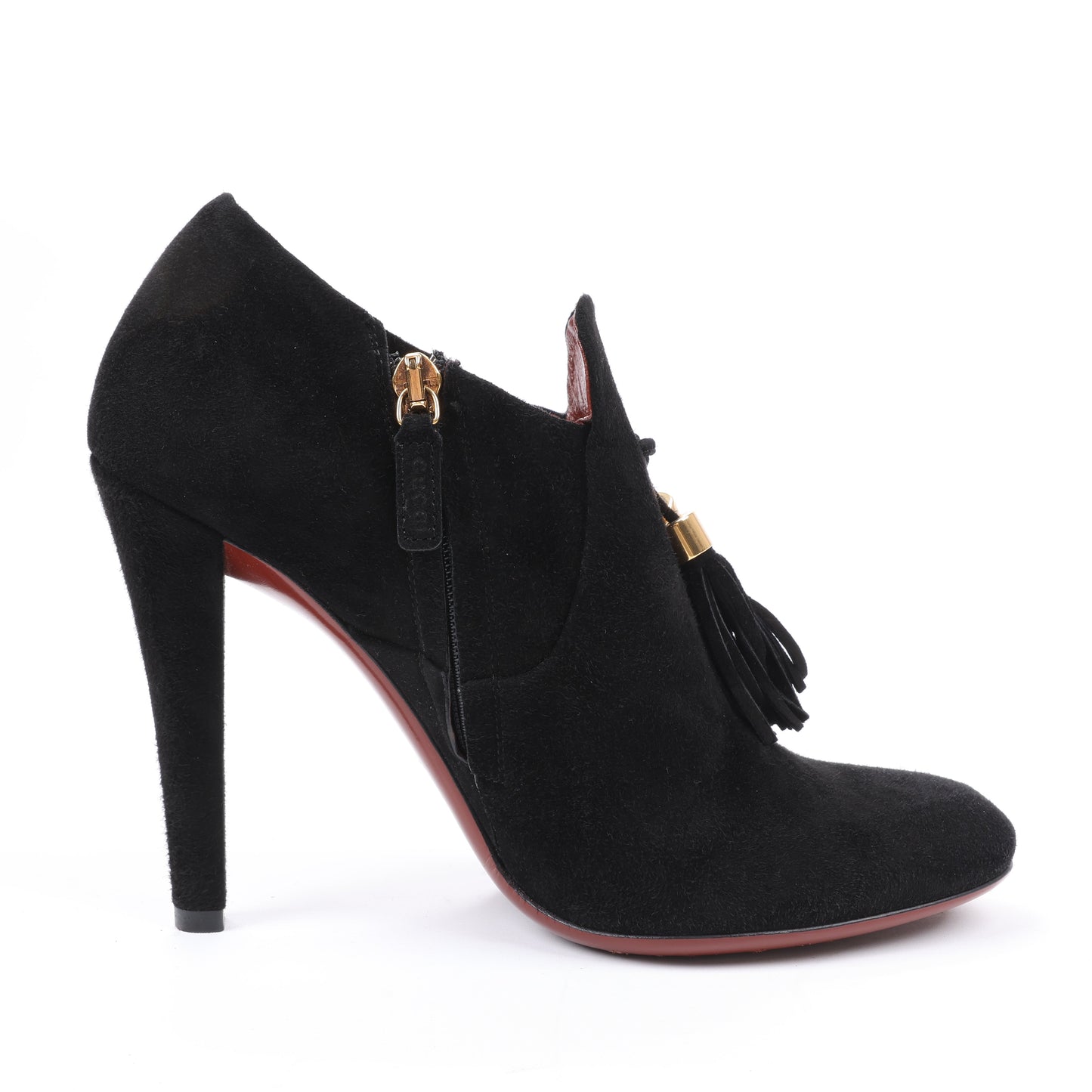 Gucci Black Suede Tasseled Ankle Boots - Size 37.5 EU 298169