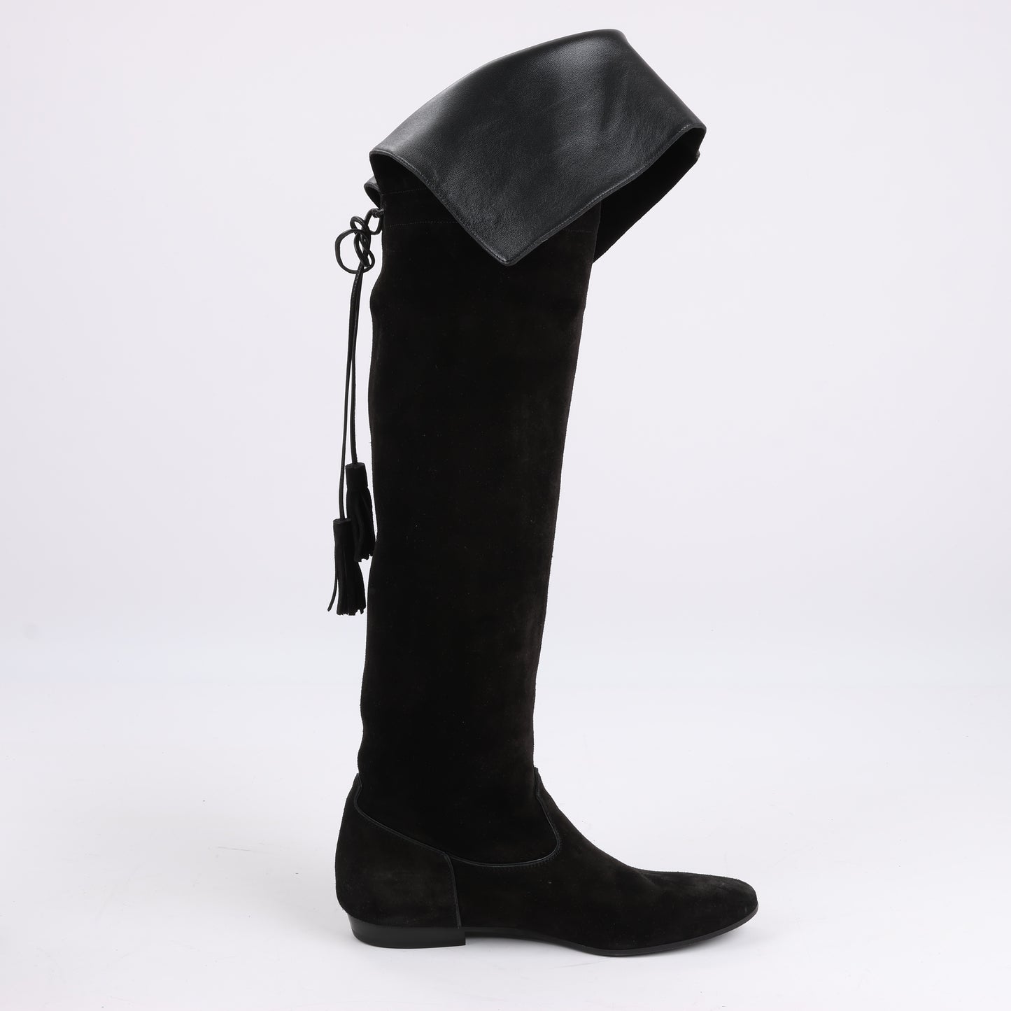 Bottes plates au-dessus du genou Celine Chat Botté en cuir de veau velours, taille 38 RM0220