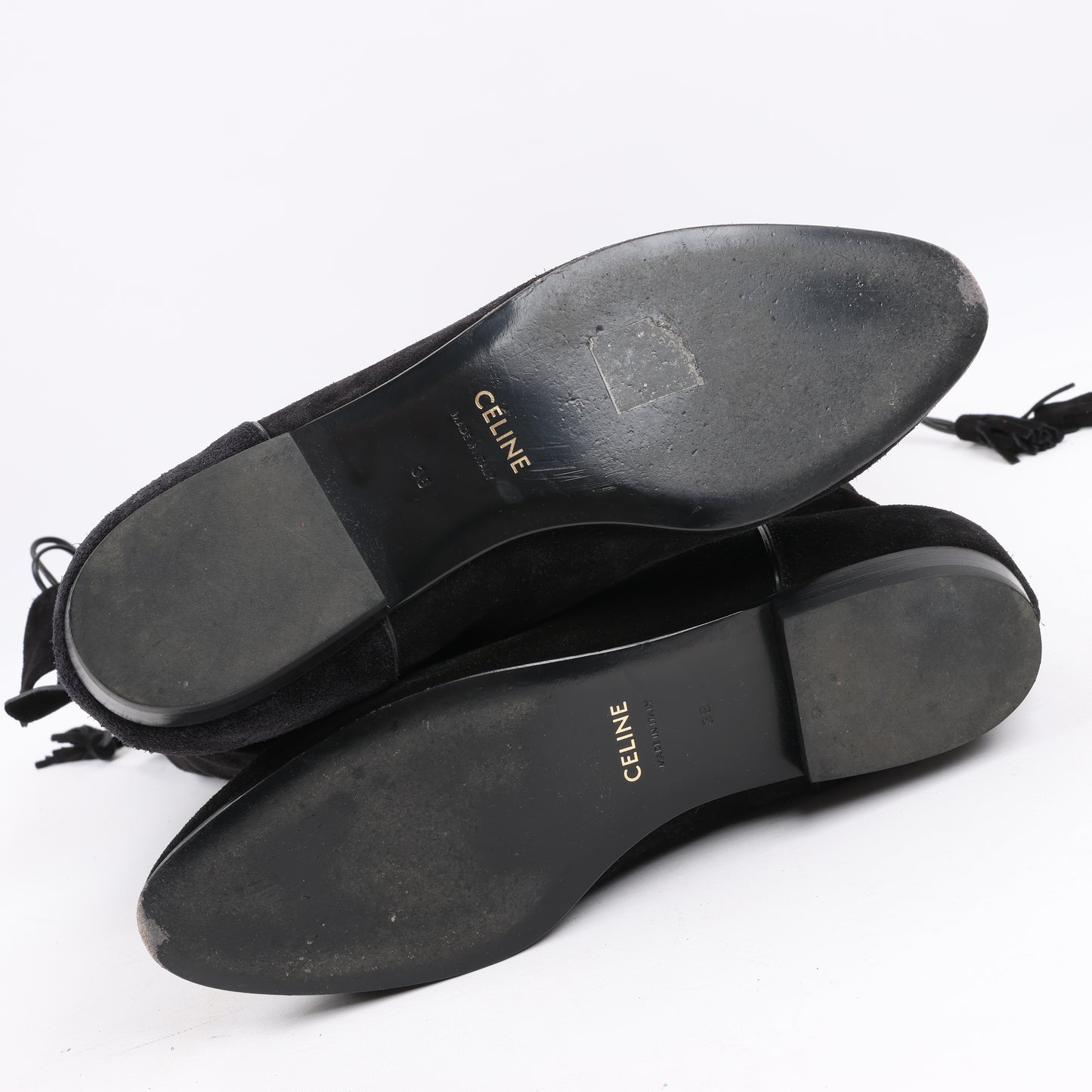 Bottes plates au-dessus du genou Celine Chat Botté en cuir de veau velours, taille 38 RM0220
