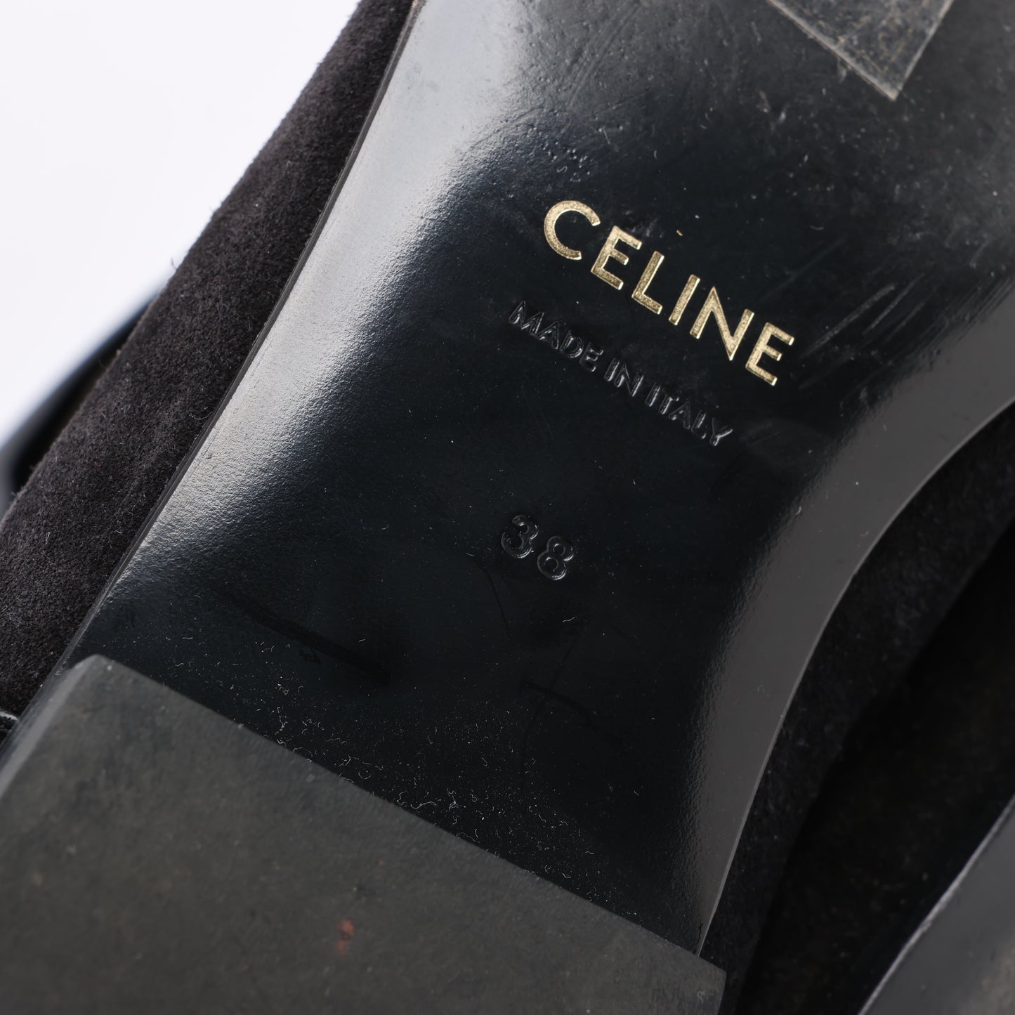 Bottes plates au-dessus du genou Celine Chat Botté en cuir de veau velours, taille 38 RM0220