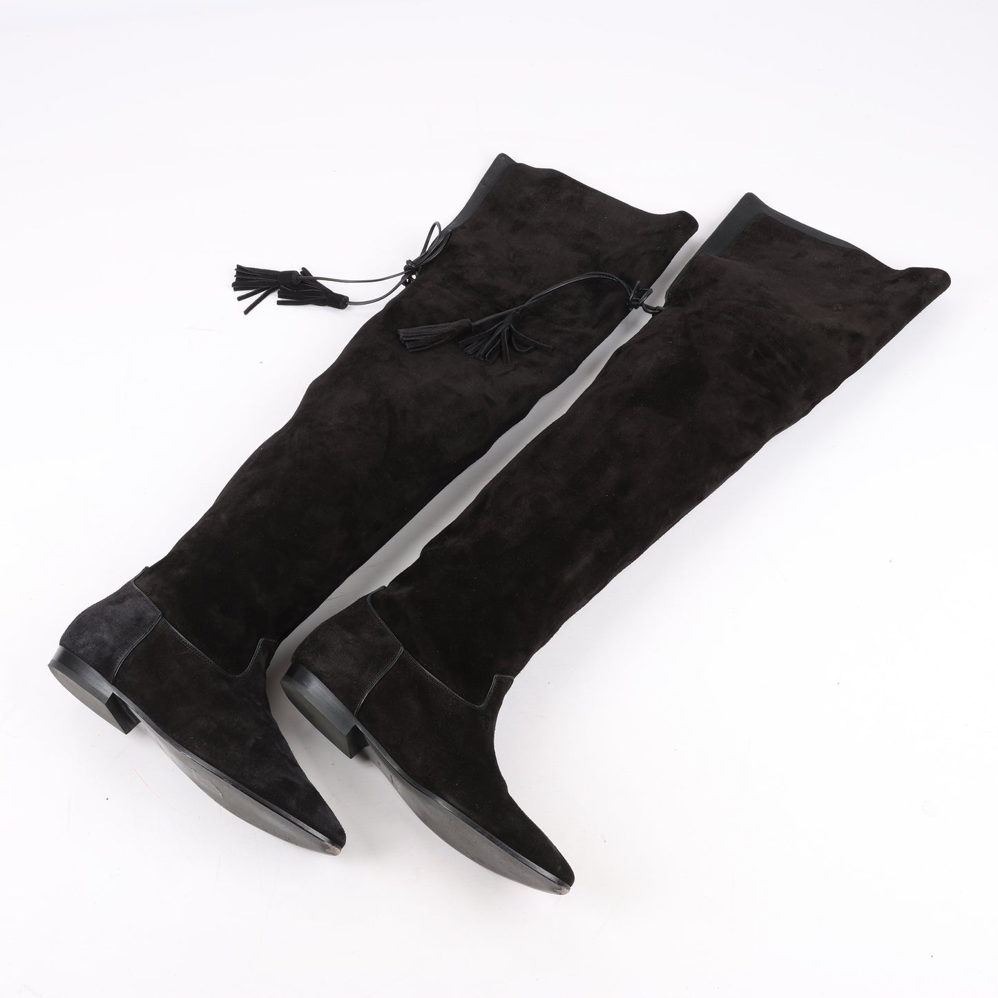 Bottes plates au-dessus du genou Celine Chat Botté en cuir de veau velours, taille 38 RM0220