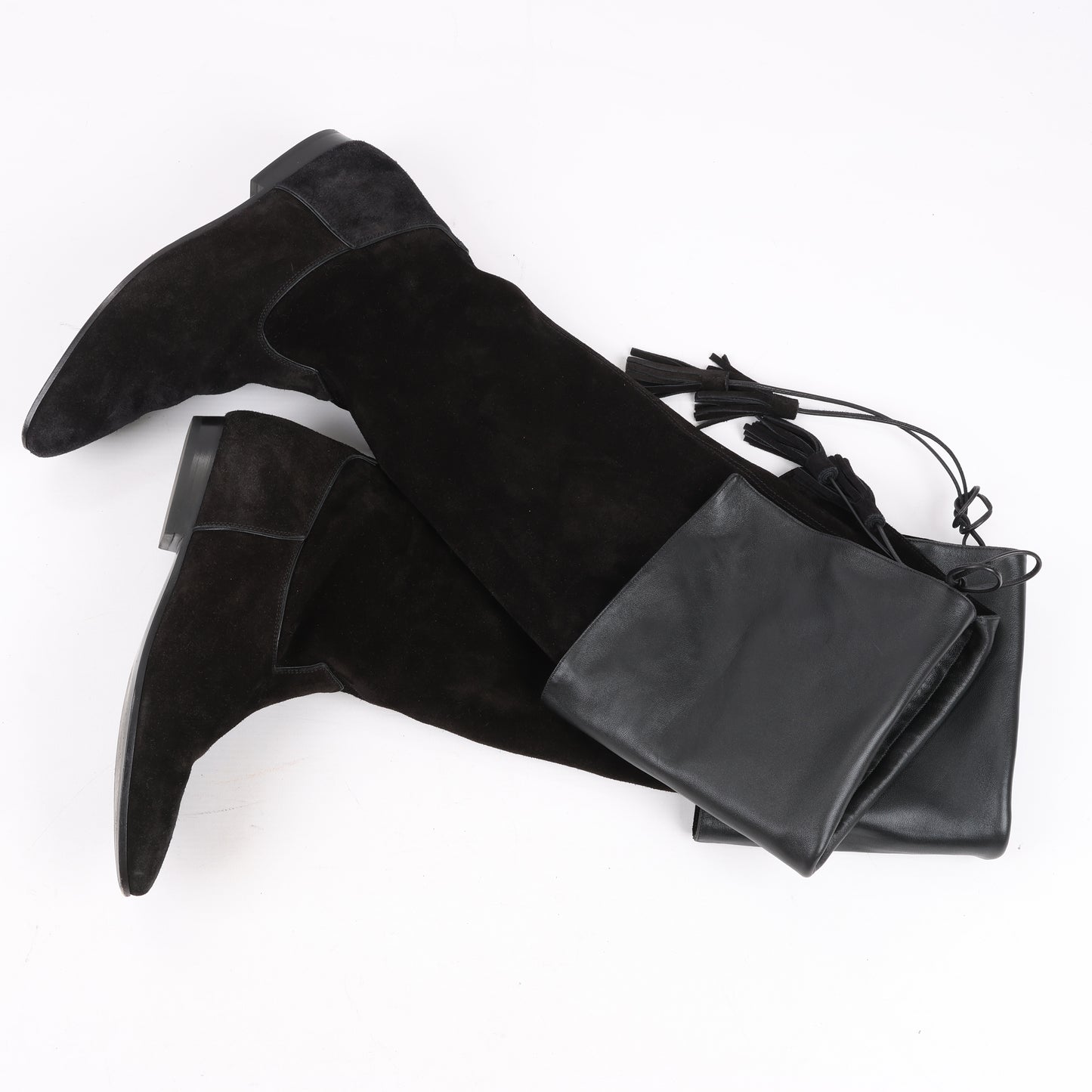 Bottes plates au-dessus du genou Celine Chat Botté en cuir de veau velours, taille 38 RM0220