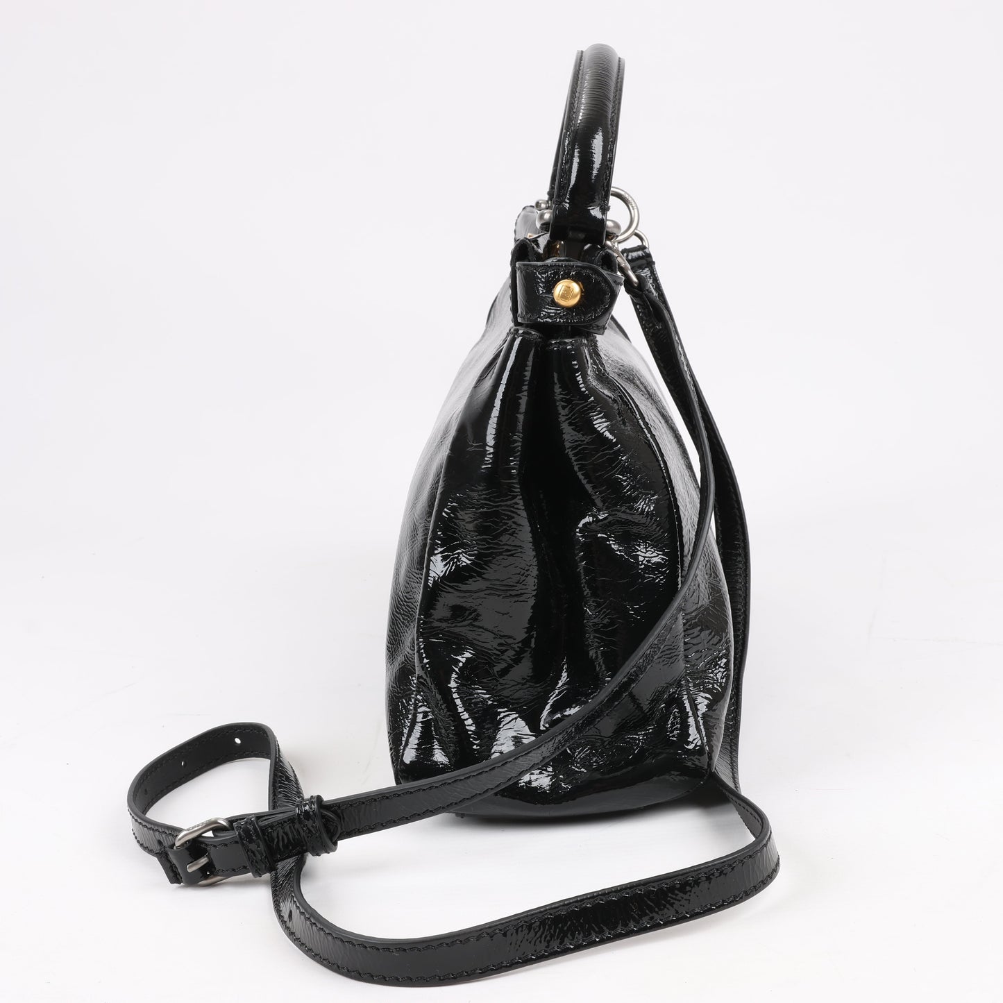 Fendi Peekaboo Patent Leather 2Way Handbag in Black 8BN211