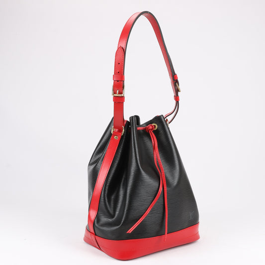 LOUIS VUITTON Epi Leather Noe Shoulder Bag in Black x Castilian Red