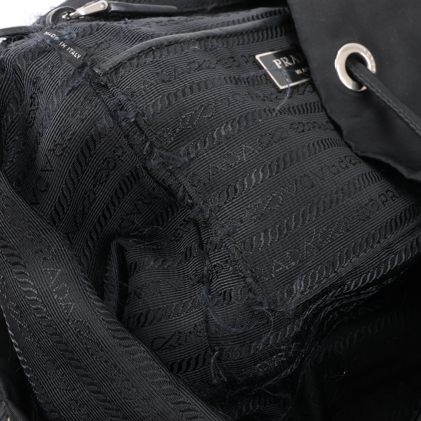 Prada Tessuto Fabric x Leather Backpack in Black