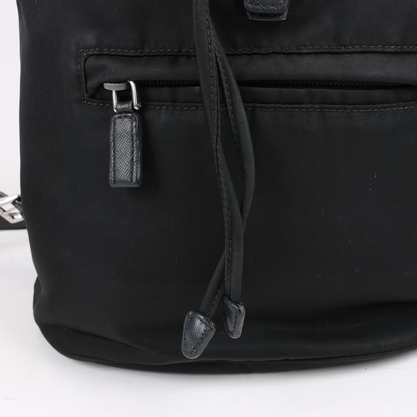 Prada Tessuto Fabric x Leather Backpack in Black