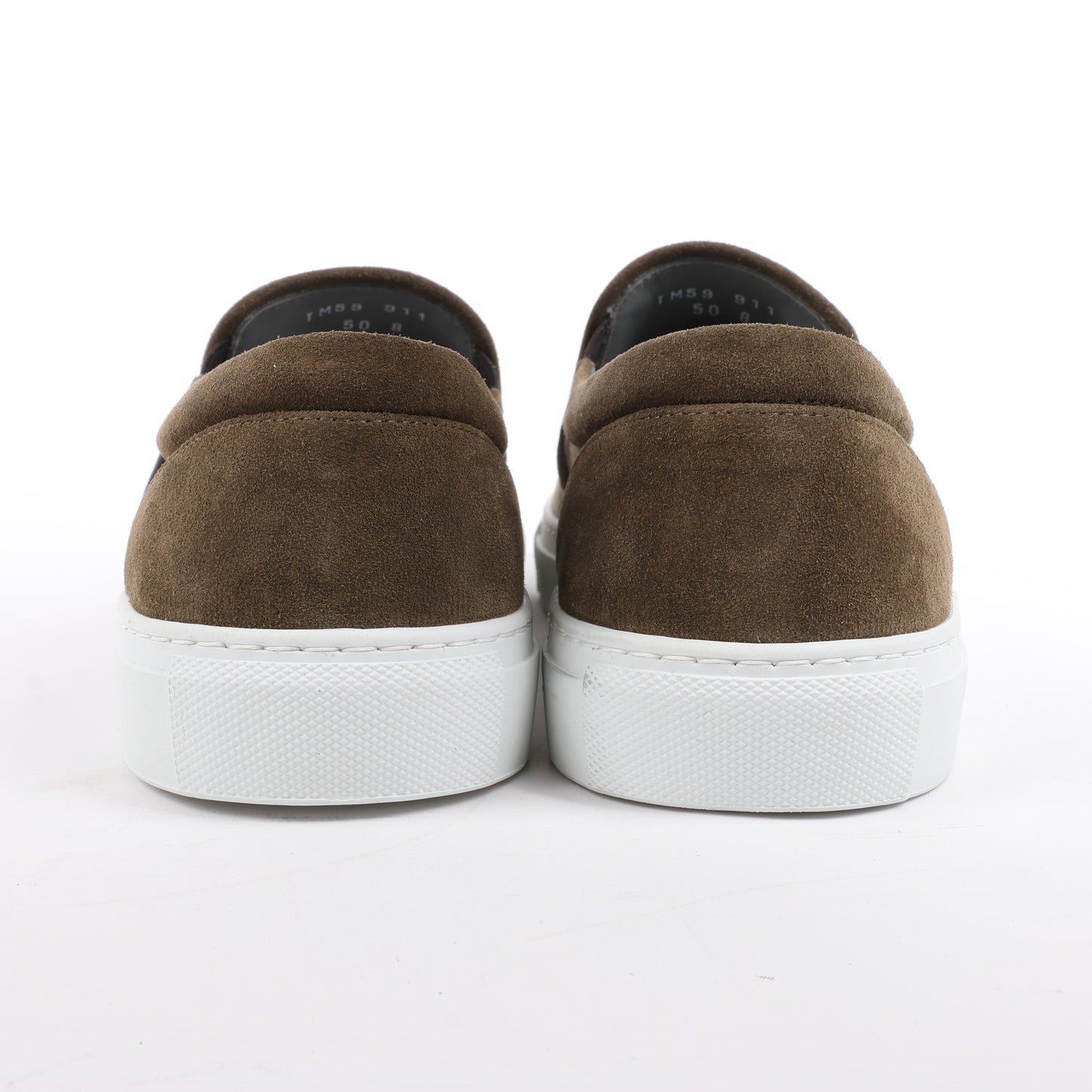 CORNELIANI Suede and Cloth Slip-On Sneakers in Brown, Size 50 EU