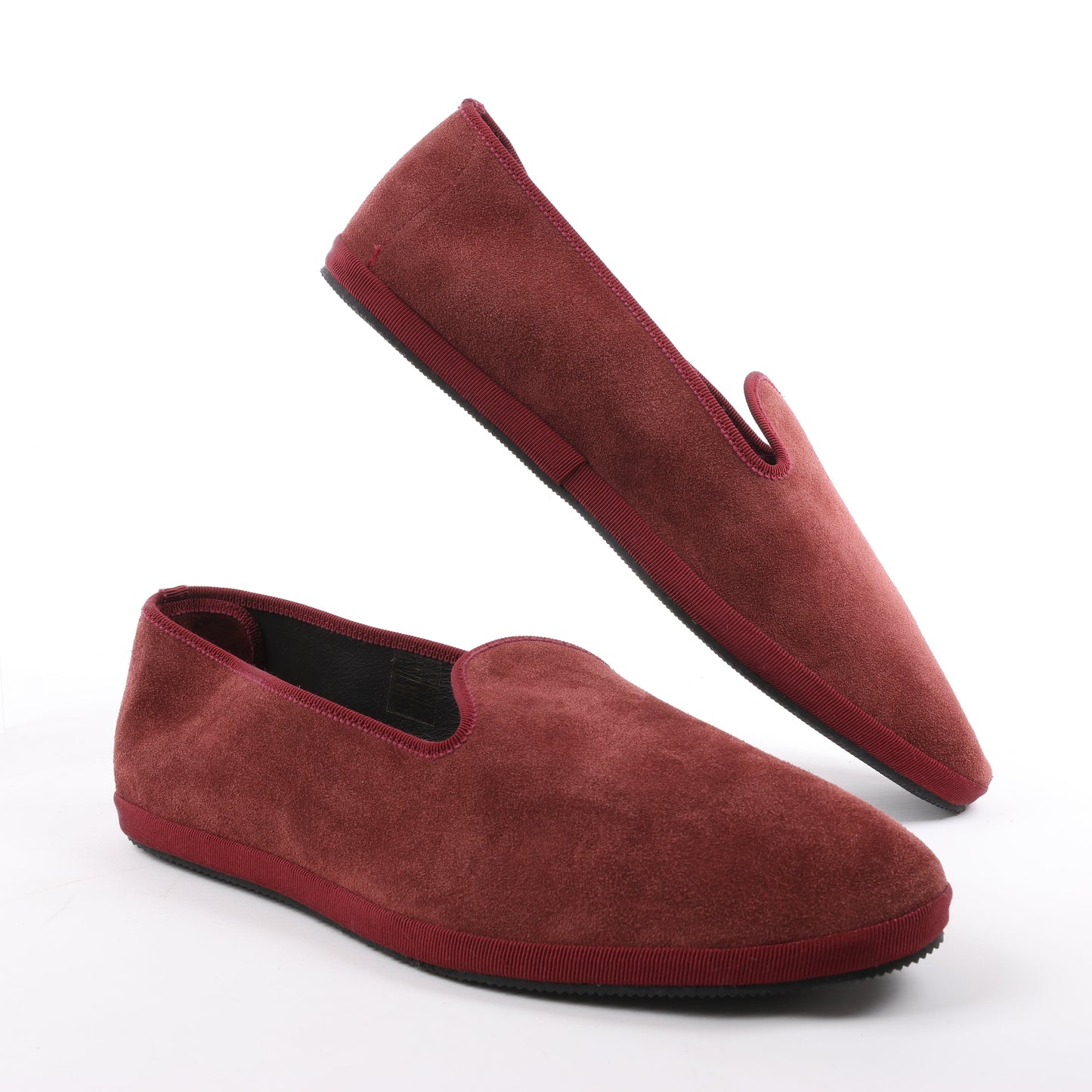 CORNELIANI Velvet Loafers in Burgundy, Size 40 EU