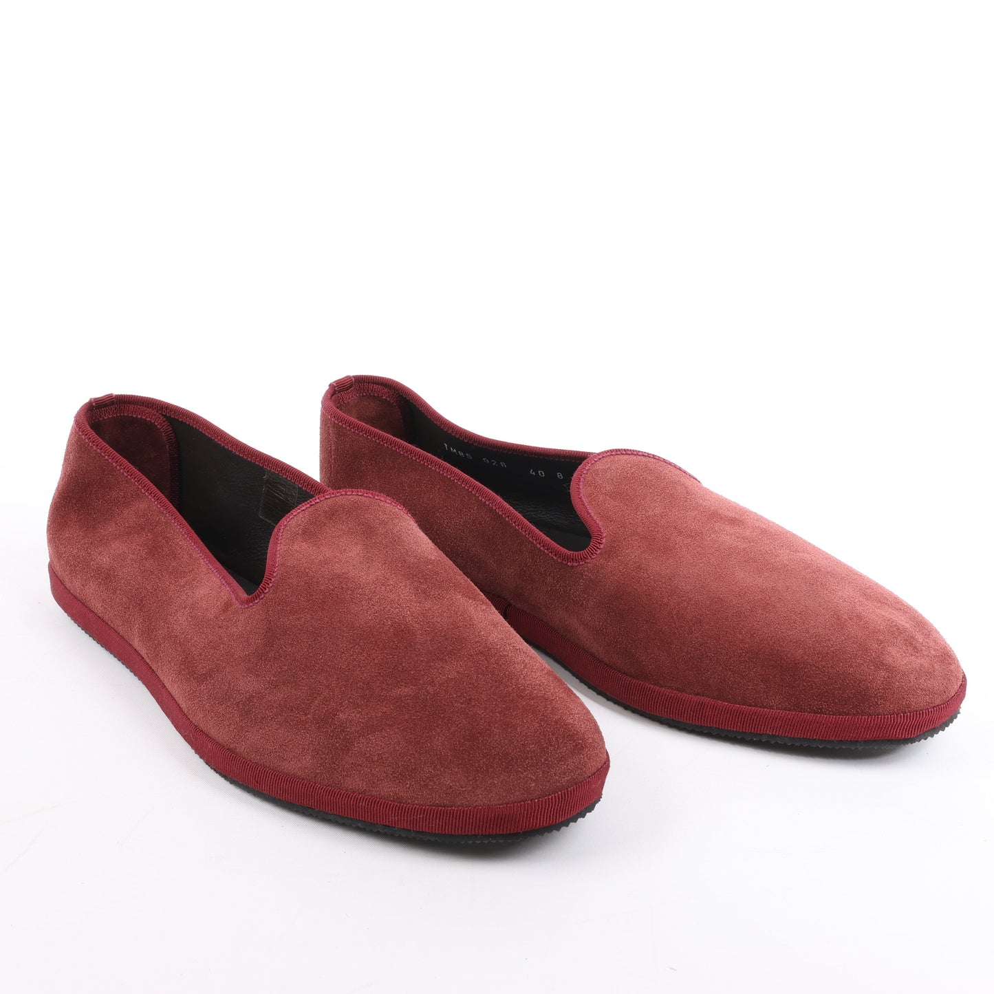 CORNELIANI Velvet Loafers in Burgundy, Size 40 EU