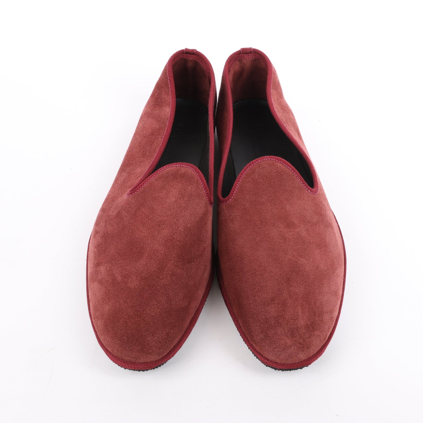 CORNELIANI Velvet Loafers in Burgundy, Size 40 EU