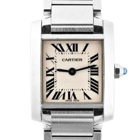 Montre Cartier Tank Française SM W51008Q3 SS x QZ avec cadran argenté
