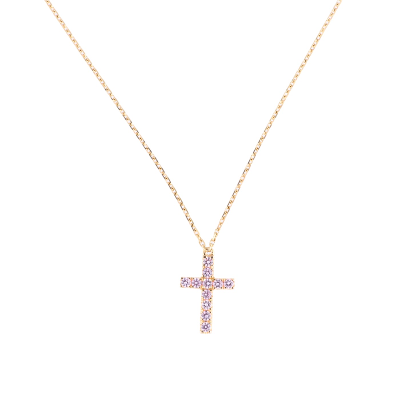 Collier Croix Cartier en saphir rose 750 (YG) 2,9 g