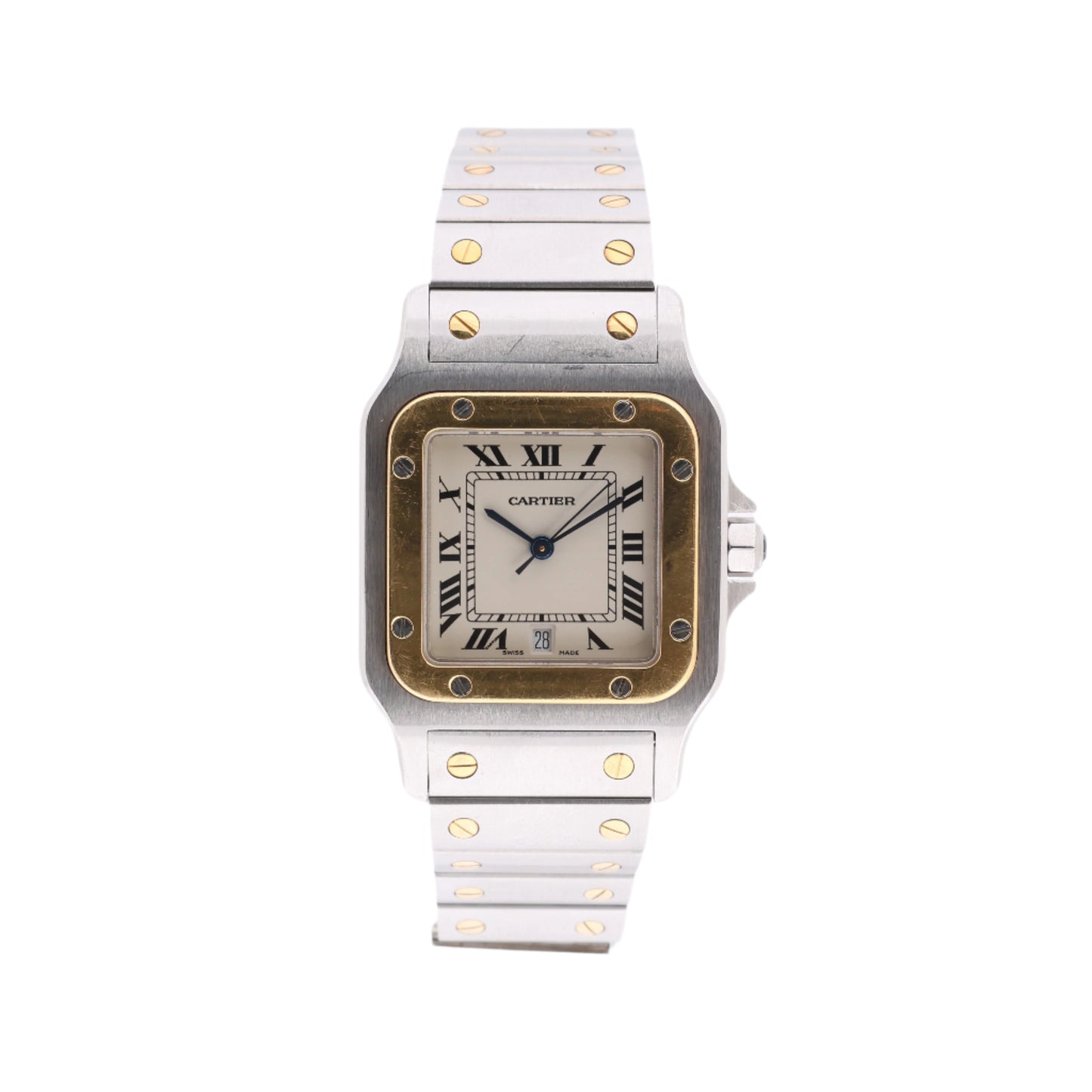Cartier Santos Galbee W20011C4 1566BB084033 SS×YG QZ Ivory-Face Watch