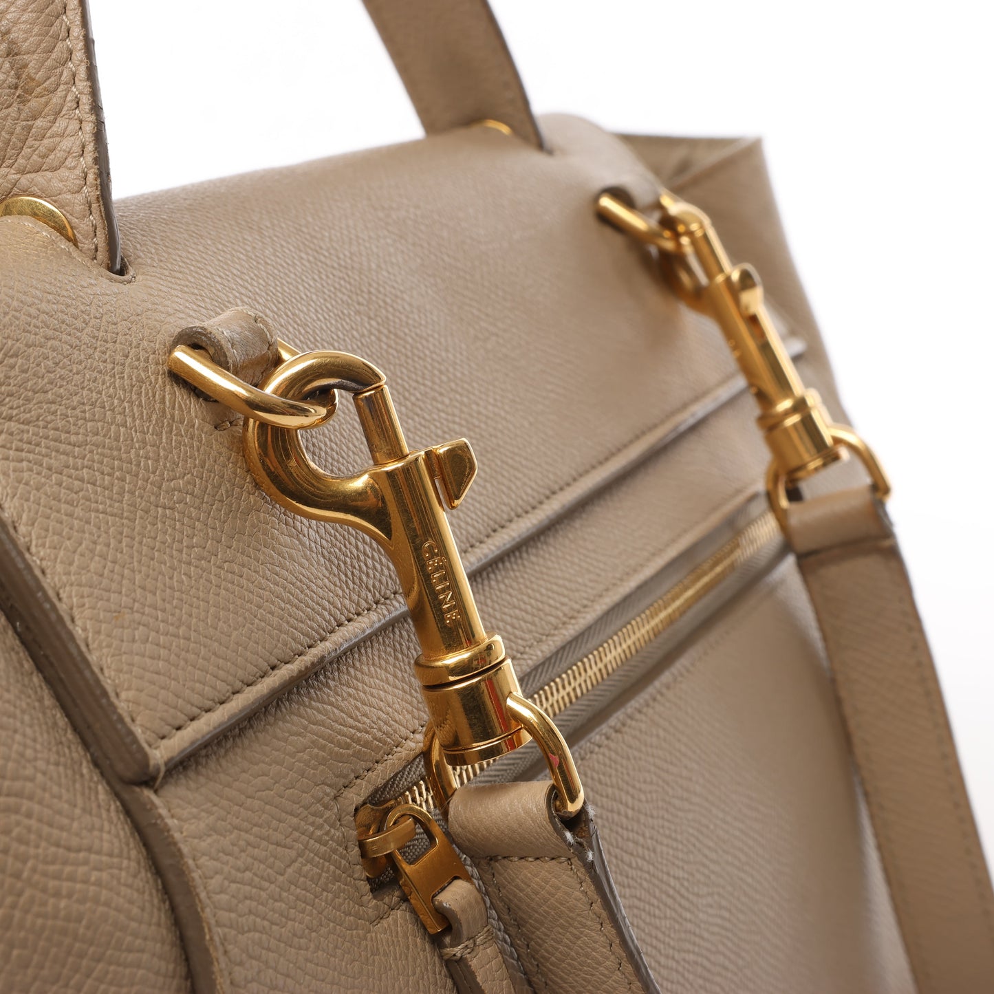 Celine Belt Bag Mini Leather 2way Handbag in Beige