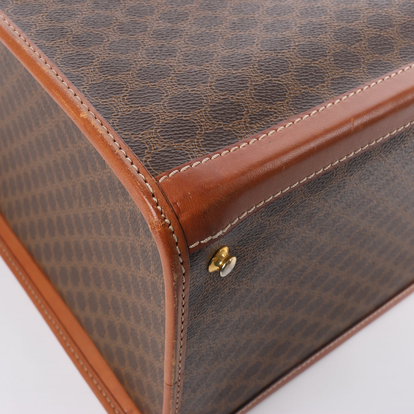 Celine Macadam PVC & Leather Attache Travel Bag in Brown